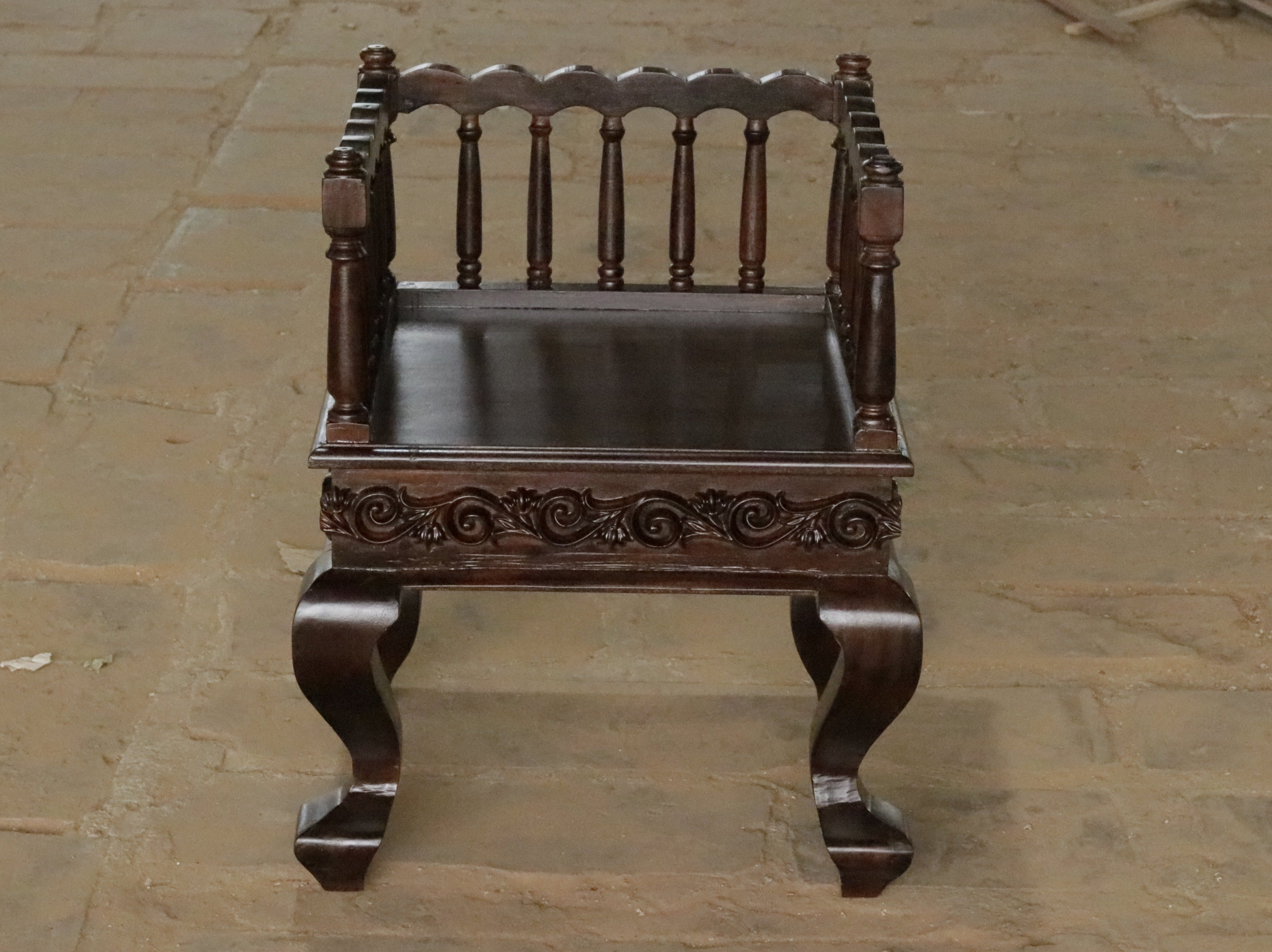 Glorious Dark Brown Finished Wooden Handmade Single Sofa Sofa