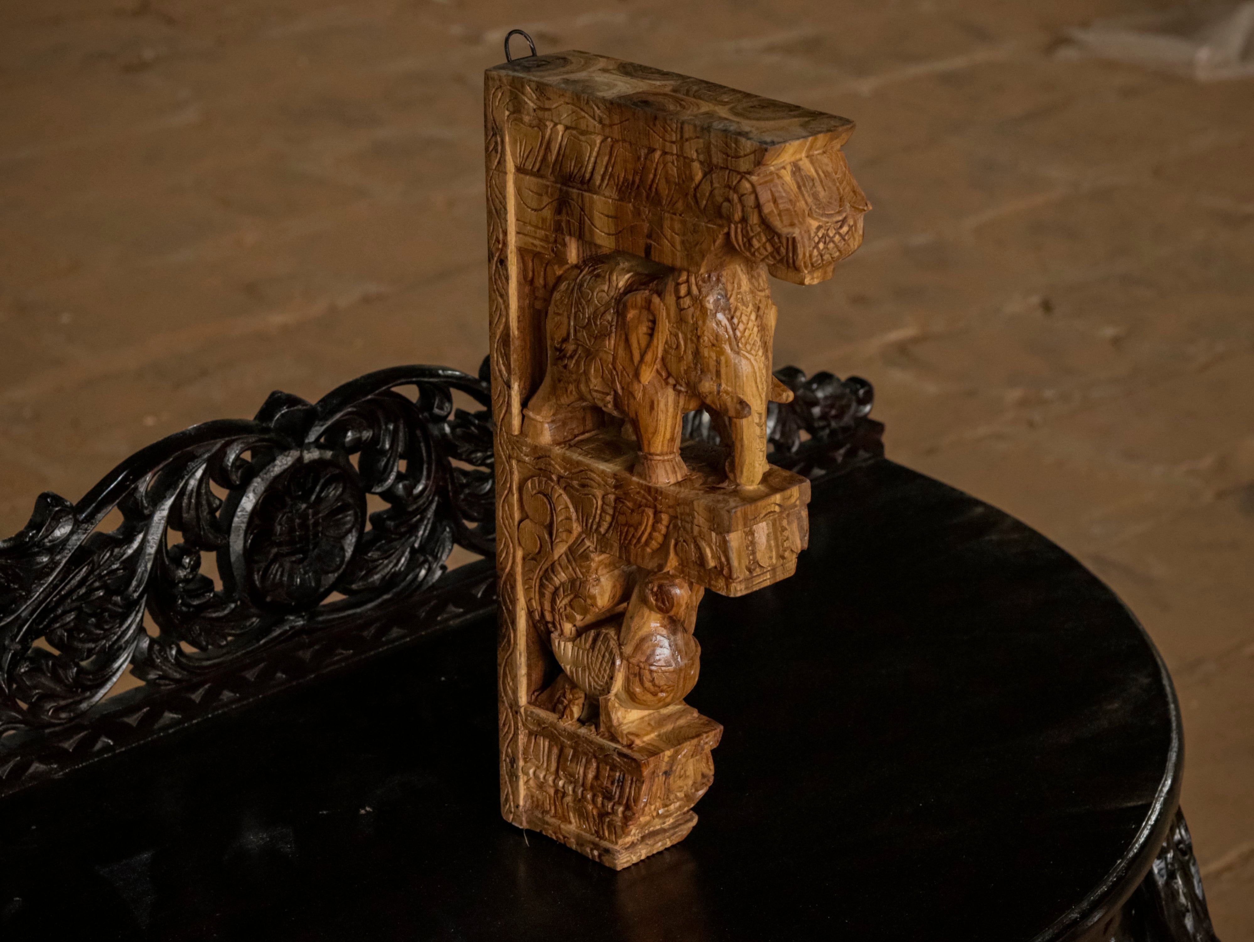 Elephant peacock figurine teak wood corbel door bracket Door Bracket