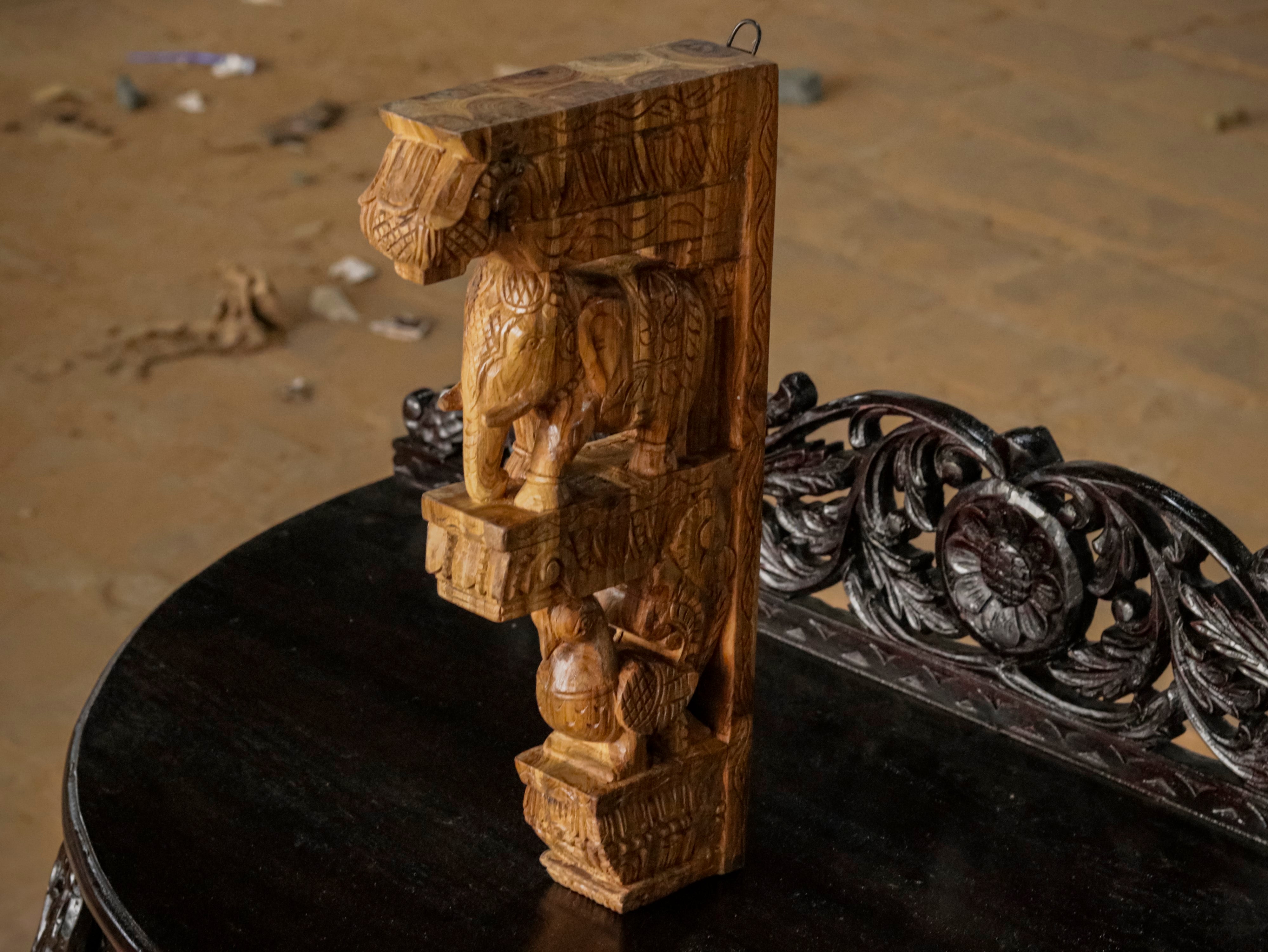 Elephant peacock figurine teak wood corbel door bracket Door Bracket