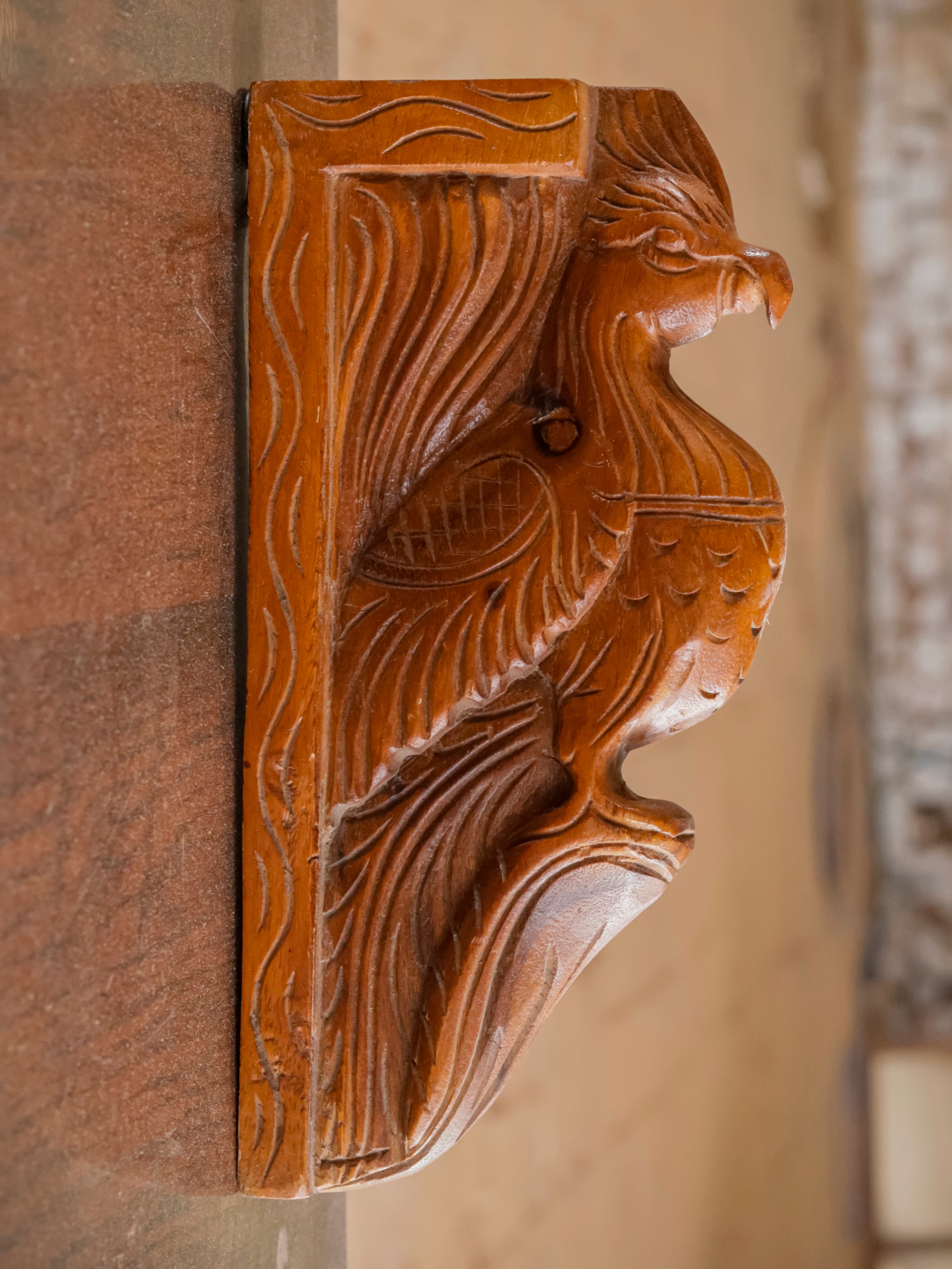 Compact intricate carved Bird Door Bracket Door Bracket
