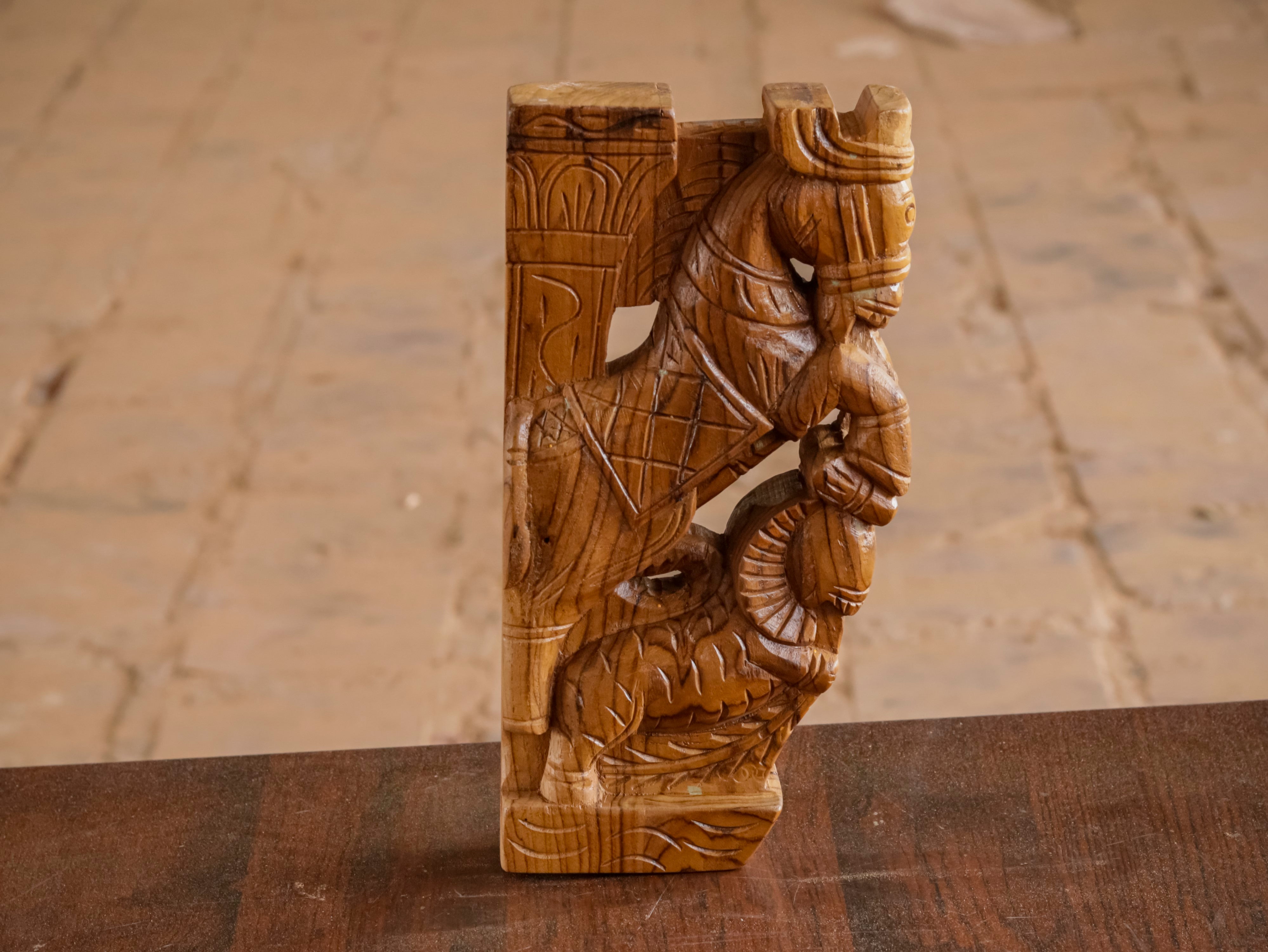 Wooden 1ft horse and Yali Door Bracket Door Bracket