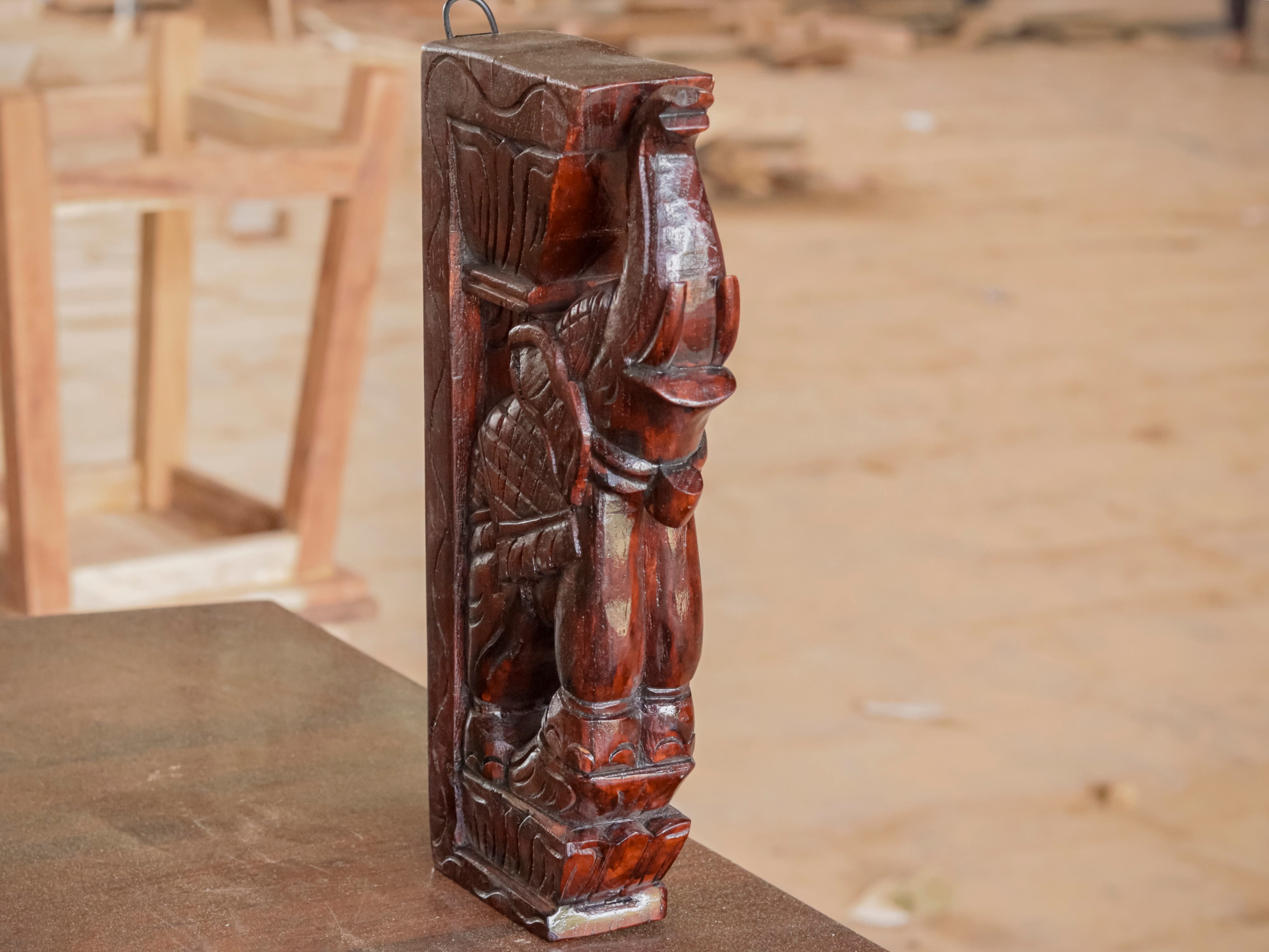 Solid teak elephant dance 1ft height Door bracket Door Bracket