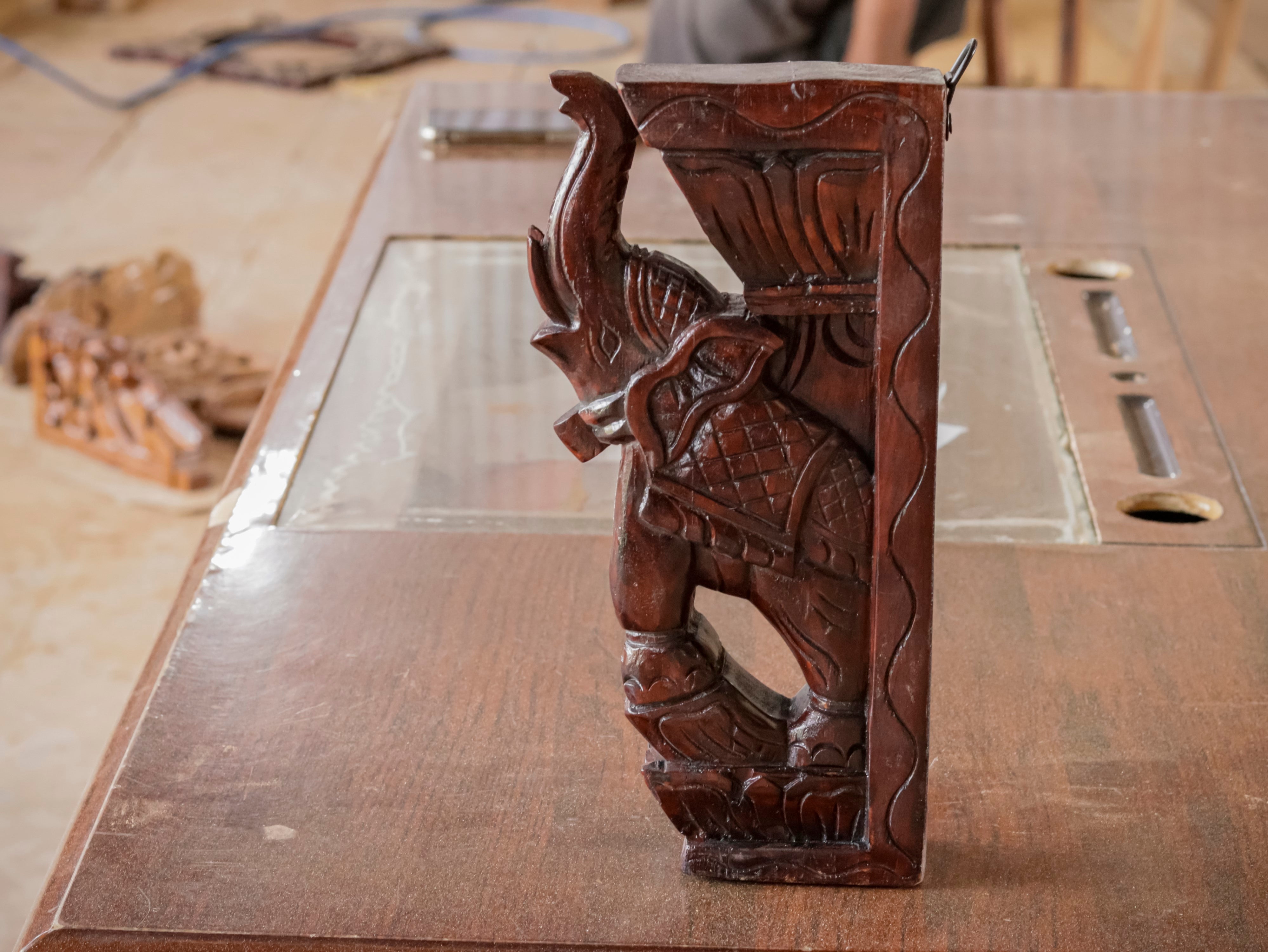 Solid teak elephant dance 1ft height Door bracket Door Bracket
