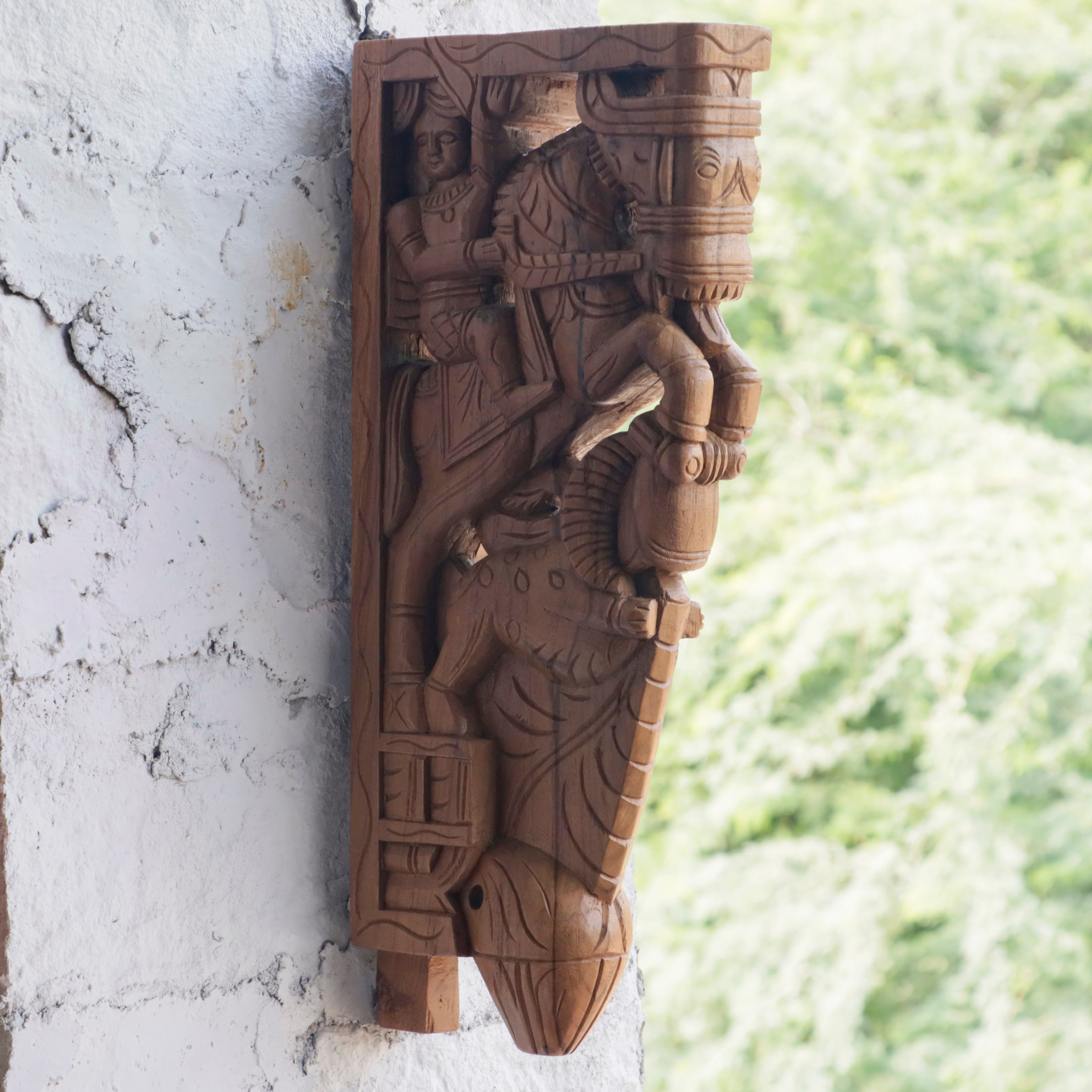Wooden Horse and Yali 1 feet Depiction Door Bracket Door Bracket