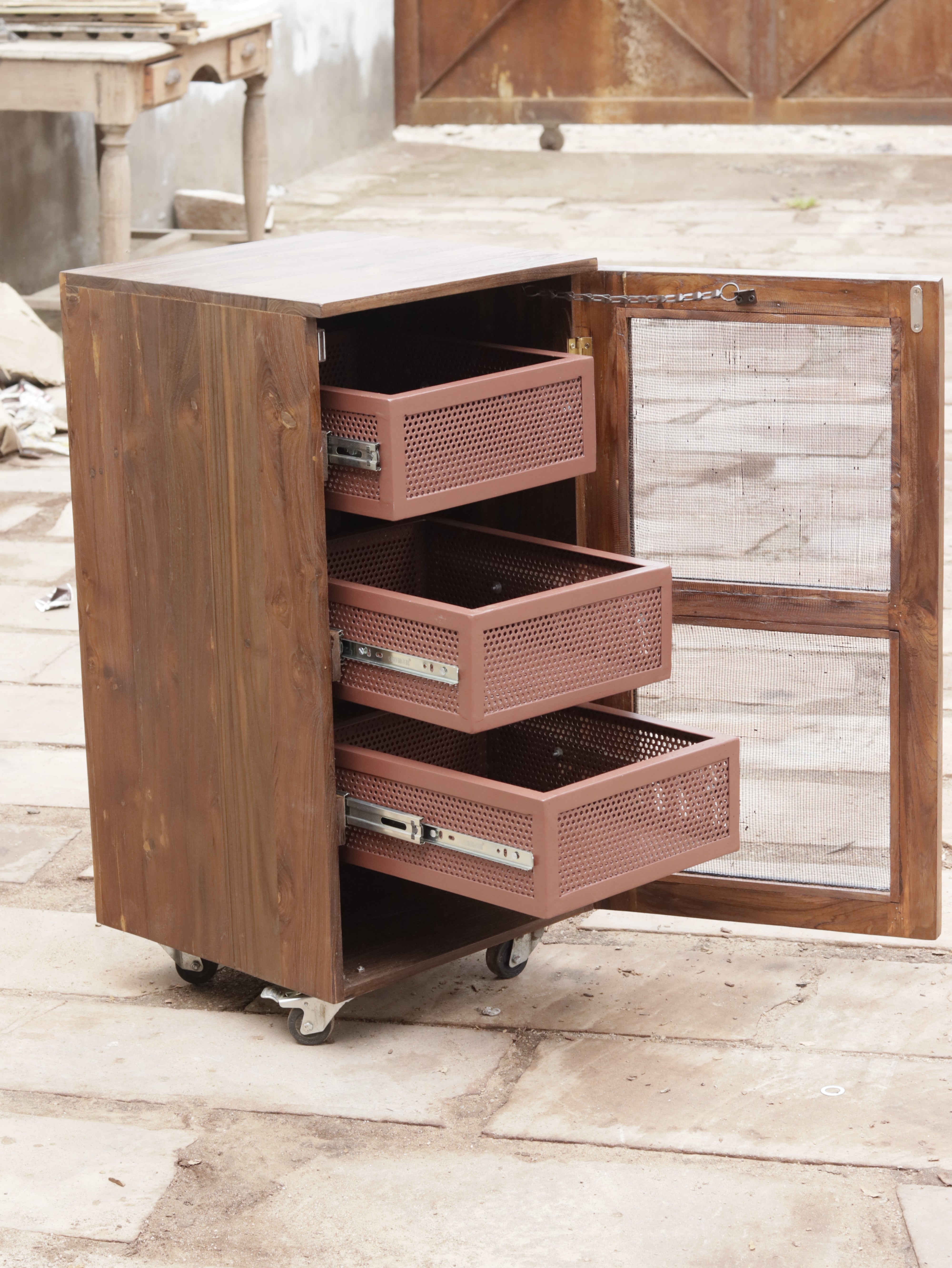 Montage Multistorage Drawer Wooden Handmade Vegetable Basket Cabinet Fruit & Vegetable Cabinet