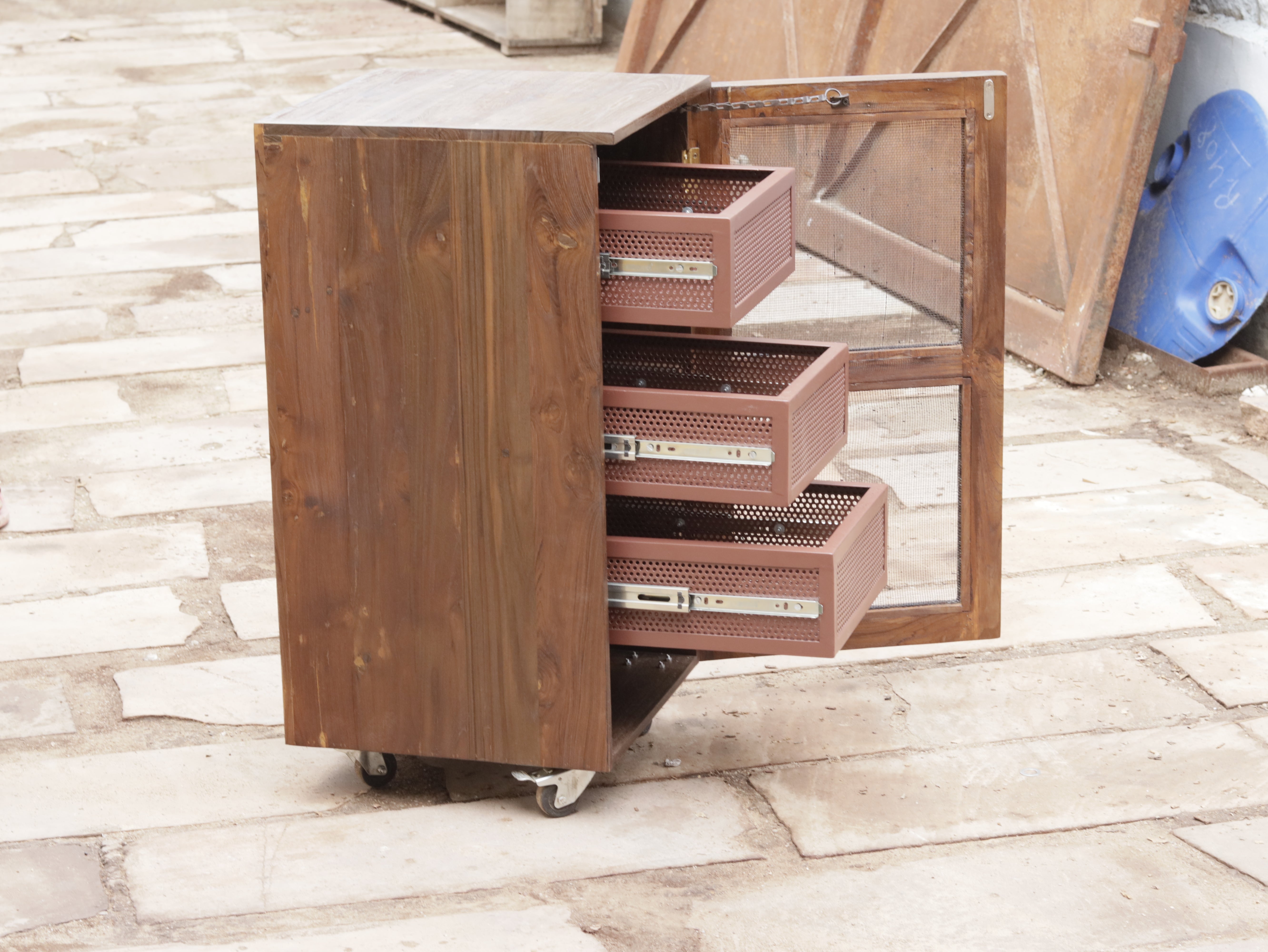 Montage Multistorage Drawer Wooden Handmade Vegetable Basket Cabinet Fruit & Vegetable Cabinet