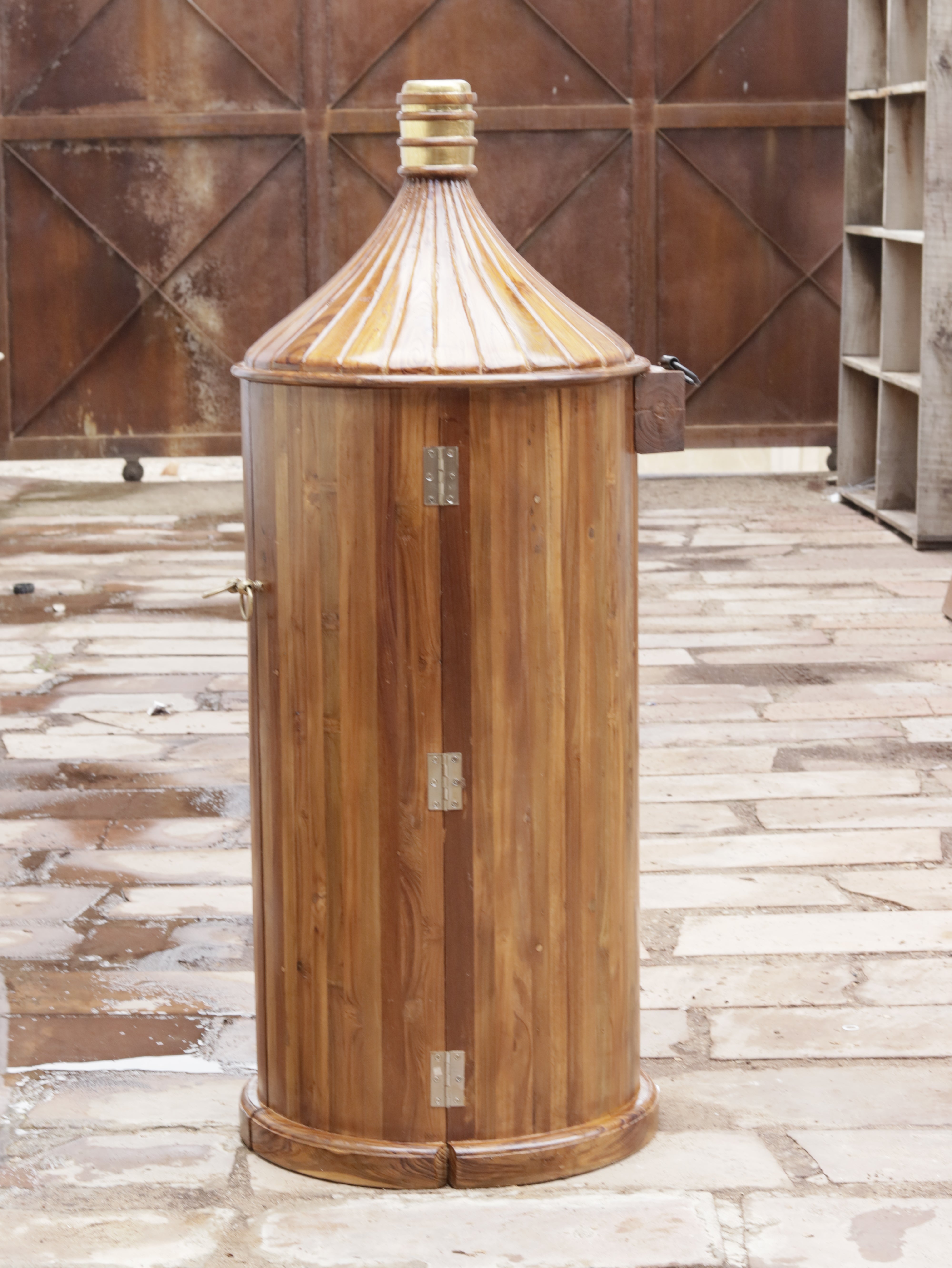 Melodious Plain Natural Brown Finished Wooden Handmade Bar Cabinet Bar Cabinet