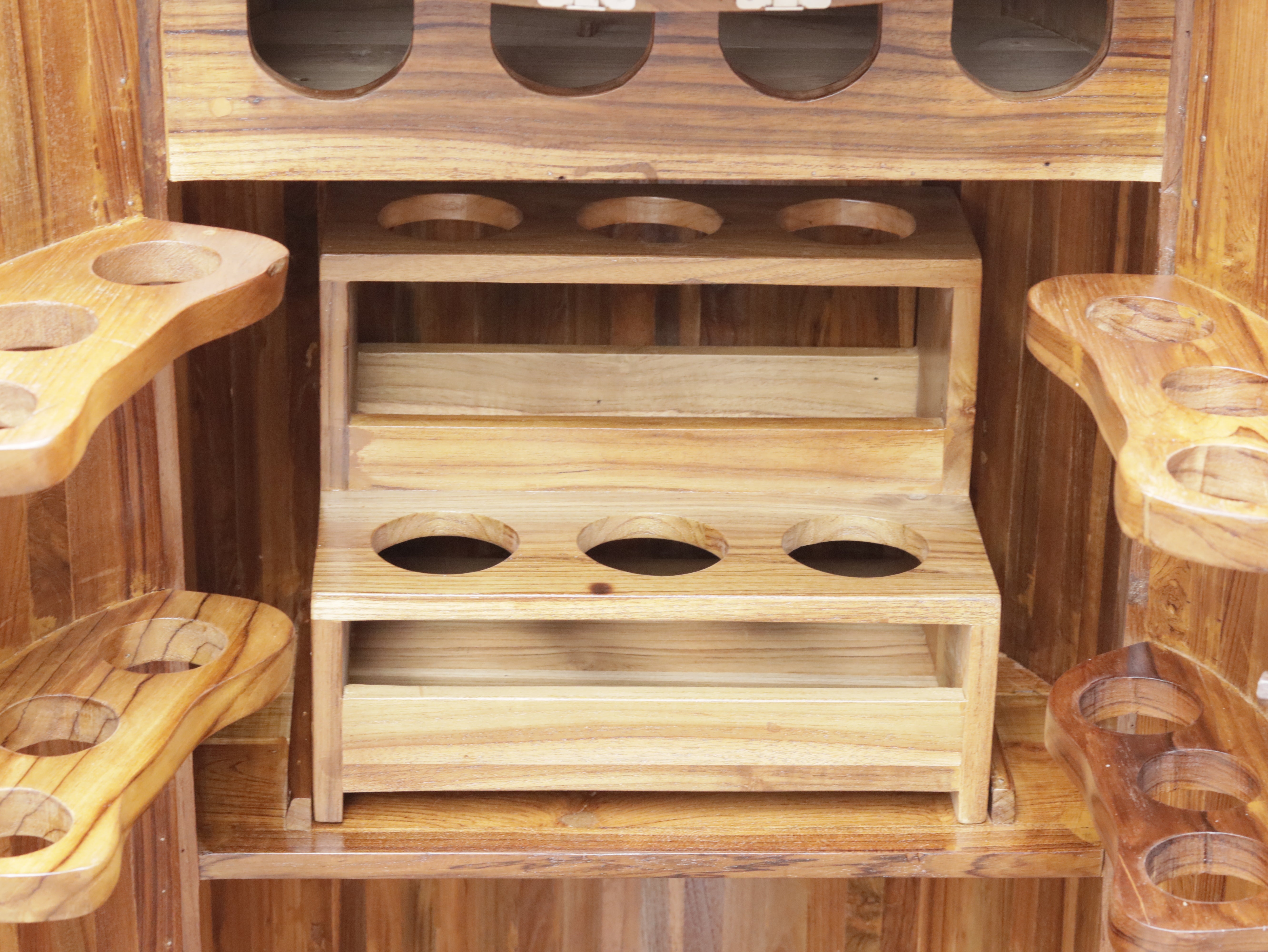 Melodious Plain Natural Brown Finished Wooden Handmade Bar Cabinet Bar Cabinet