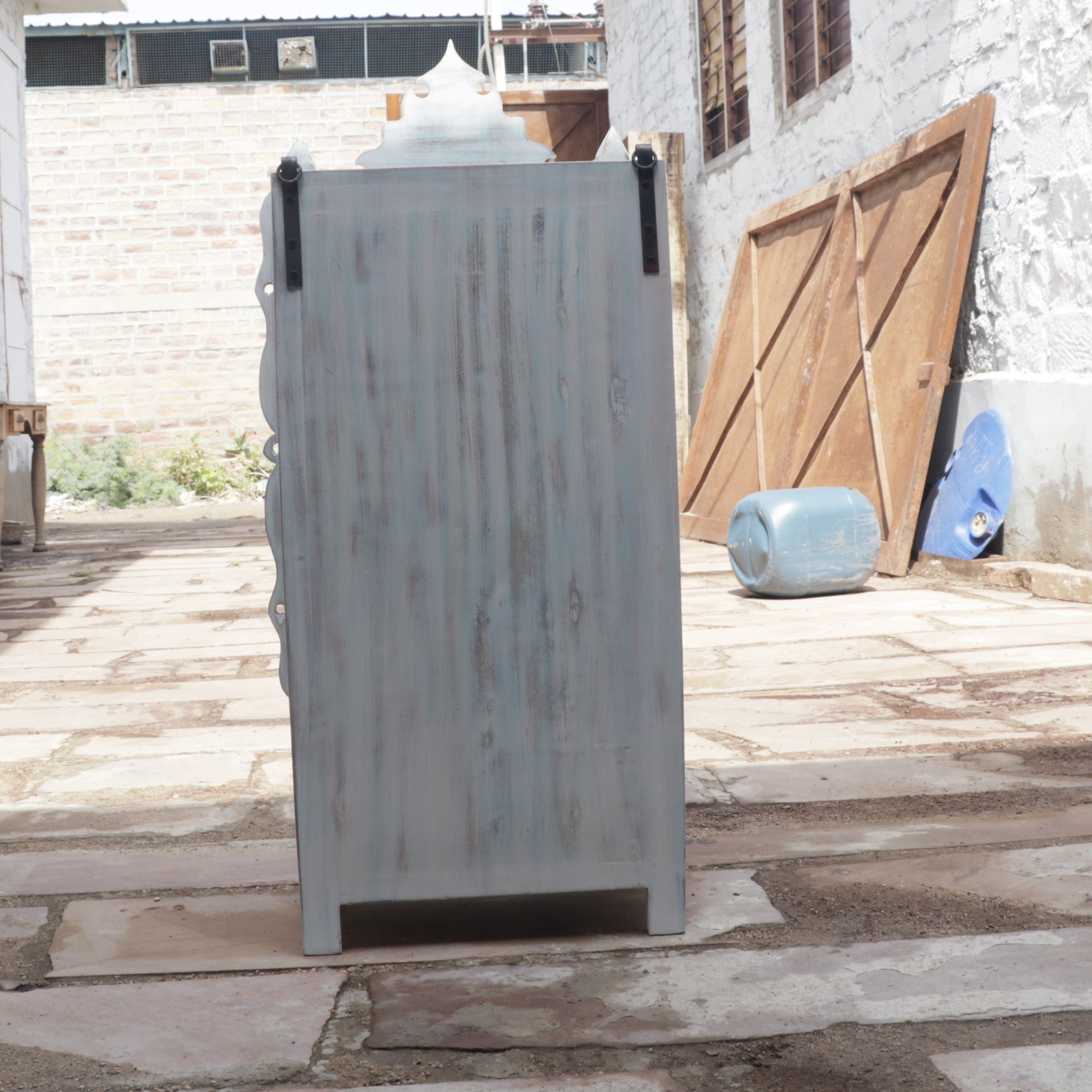 Traditional Old Vintage Blue Distressed Wooden Handmade Temple Temple