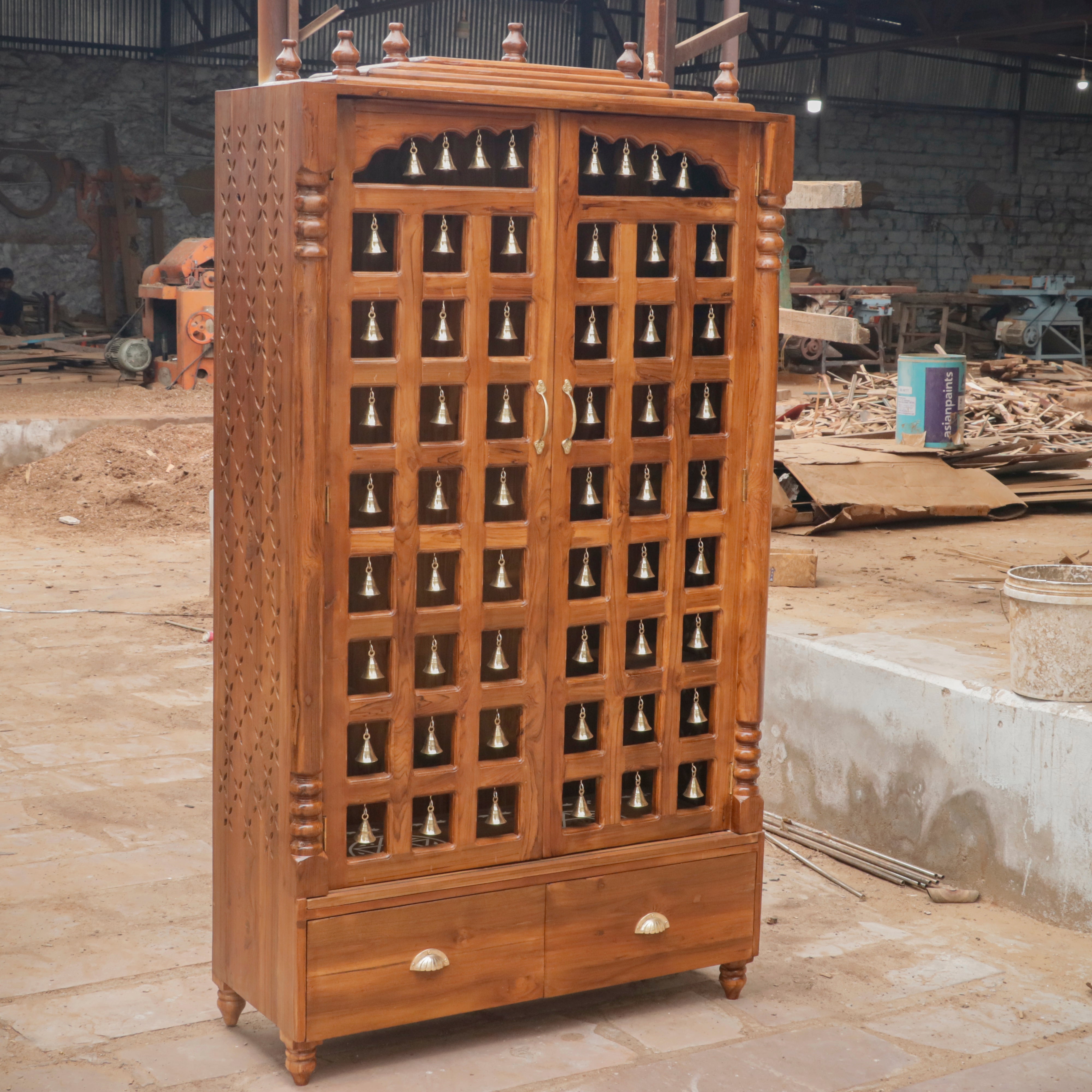 Southern design Brass bell Door with Kollam painting Full Cabinet Style Temple House Temple