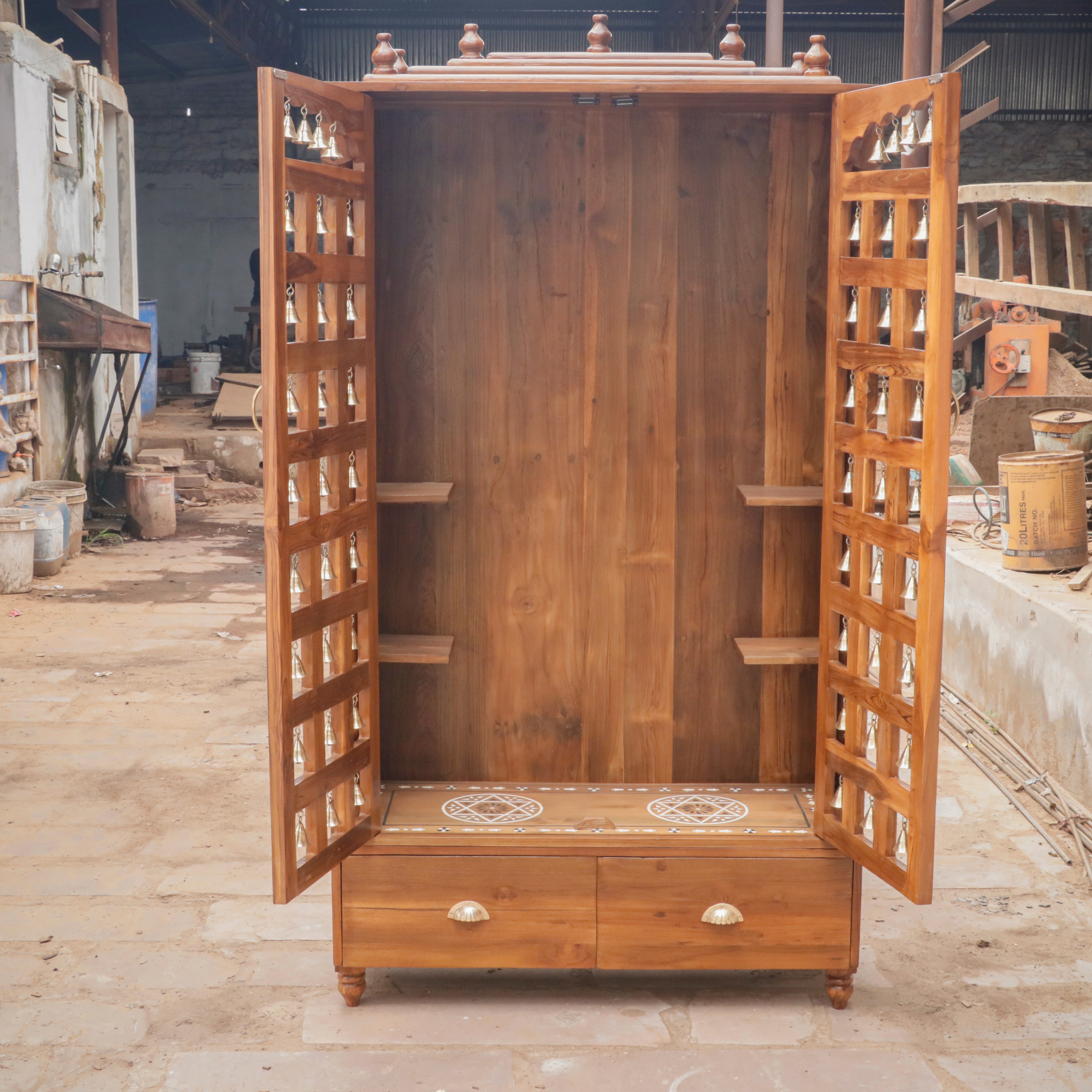 Southern design Brass bell Door with Kollam painting Full Cabinet Style Temple House Temple