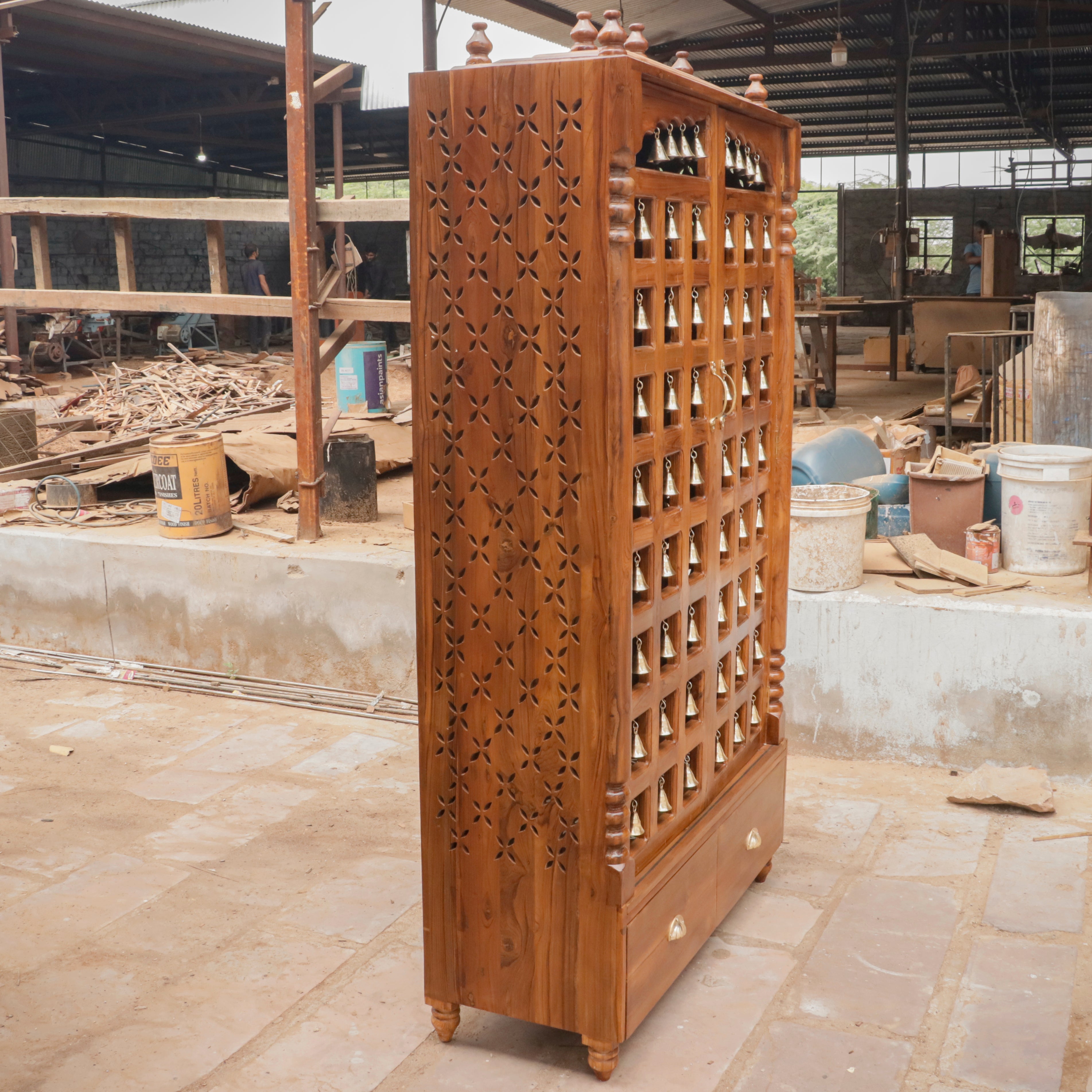 Southern design Brass bell Door with Kollam painting Full Cabinet Style Temple House Temple