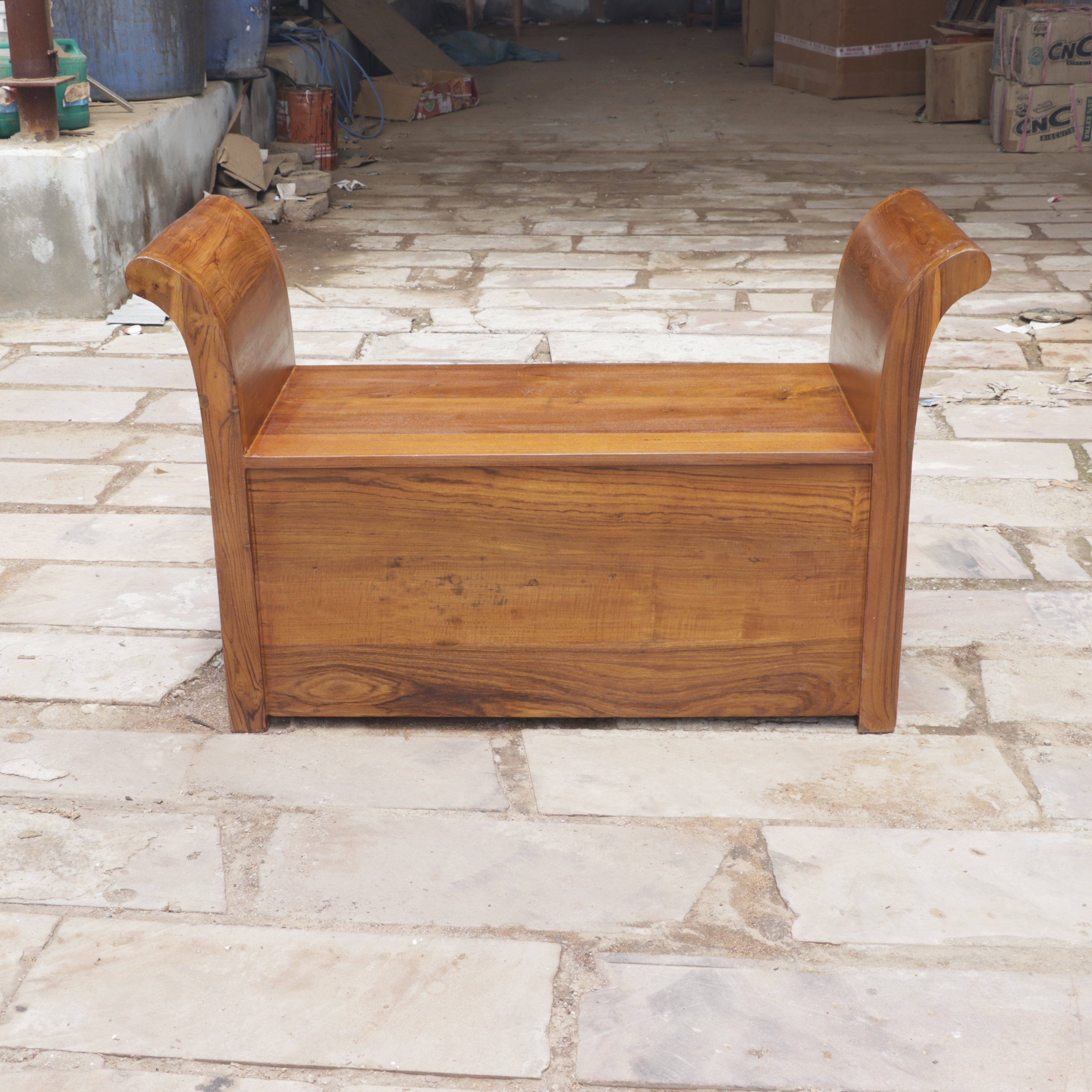 Aesthetic Curved Arm Antique Tiles Wooden Handmade Couch Bench