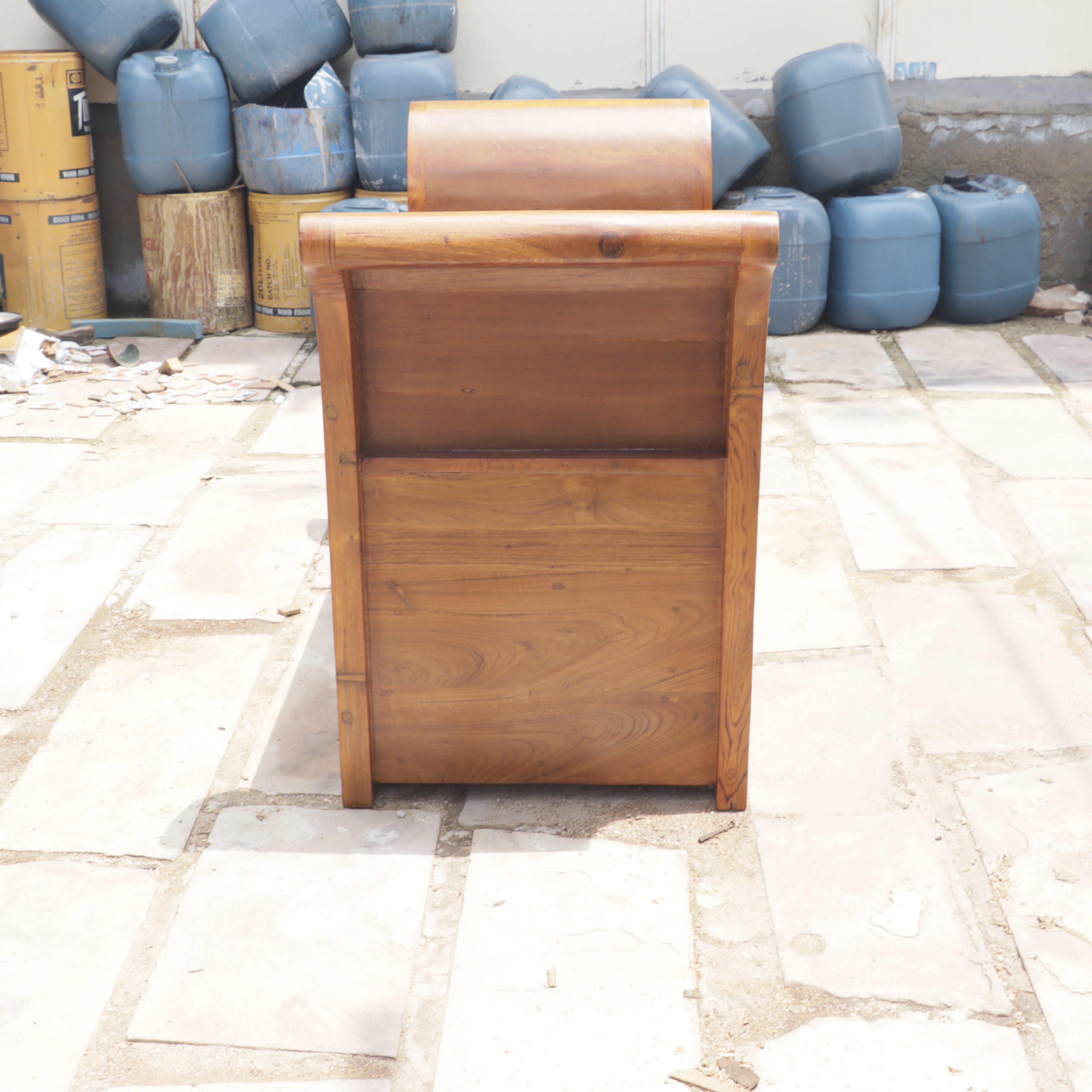 Aesthetic Curved Arm Antique Tiles Wooden Handmade Couch Bench