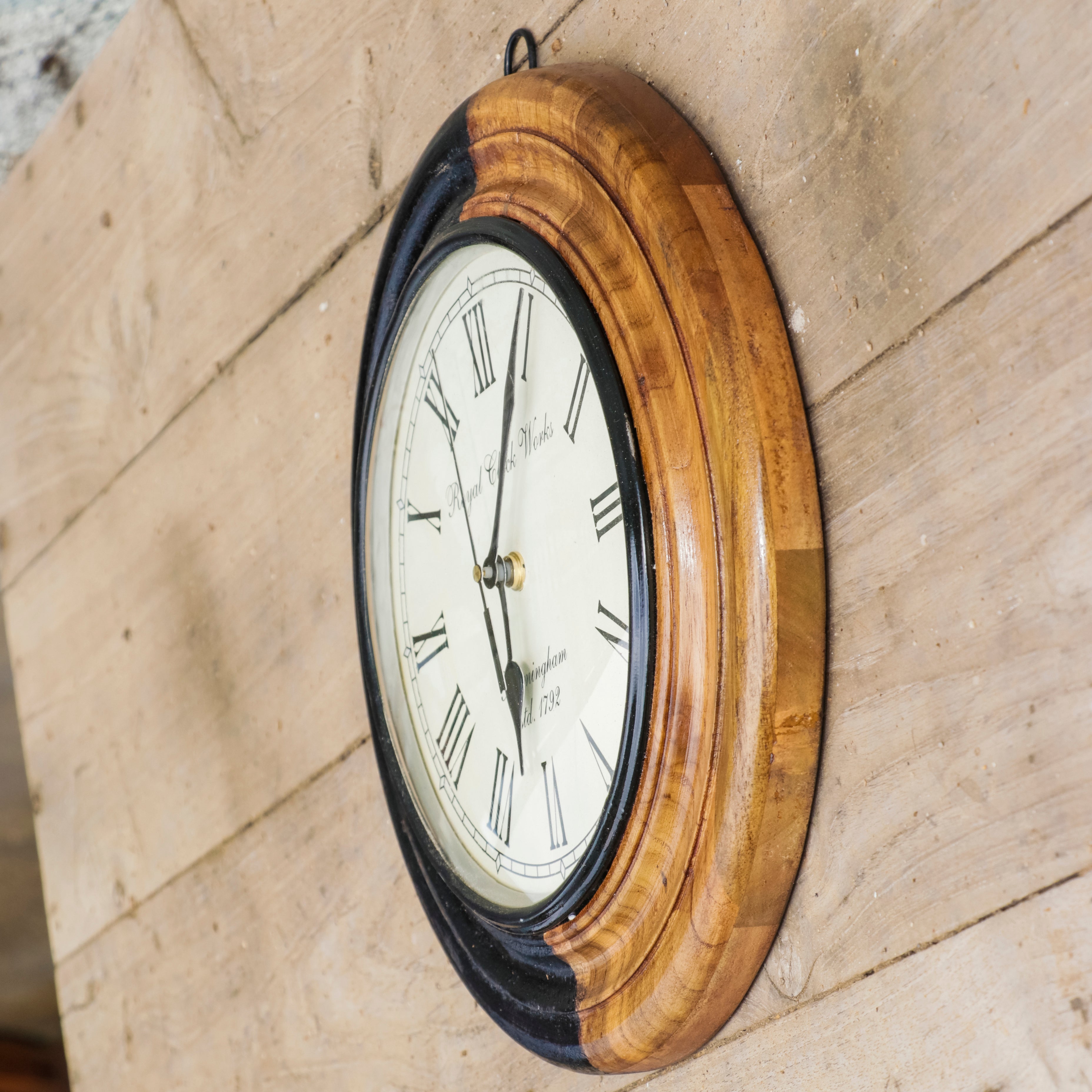 Wooden Dual Tone Polish Designer Clock Clock