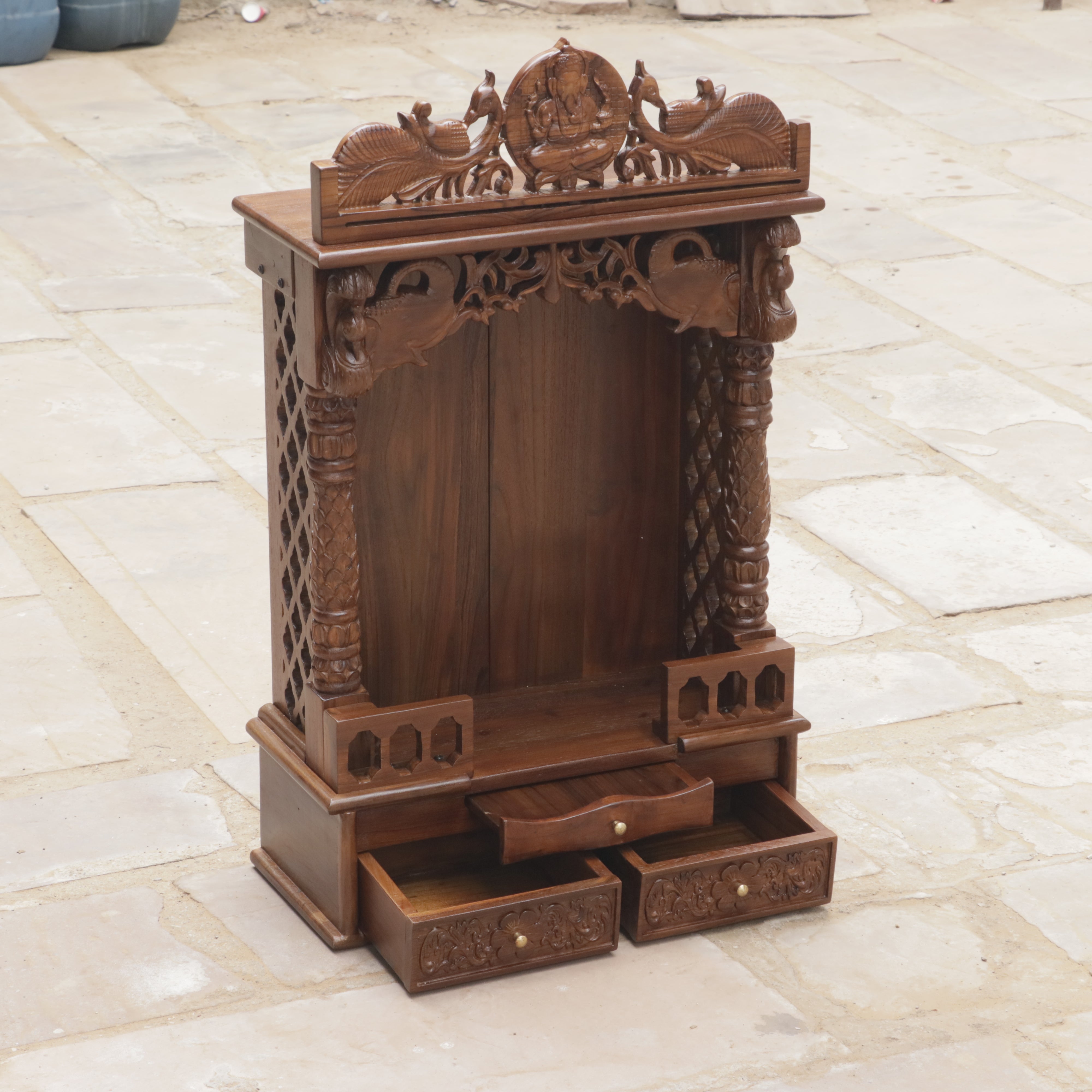 Wooden Hand Carved Designer Puja Temple Temple