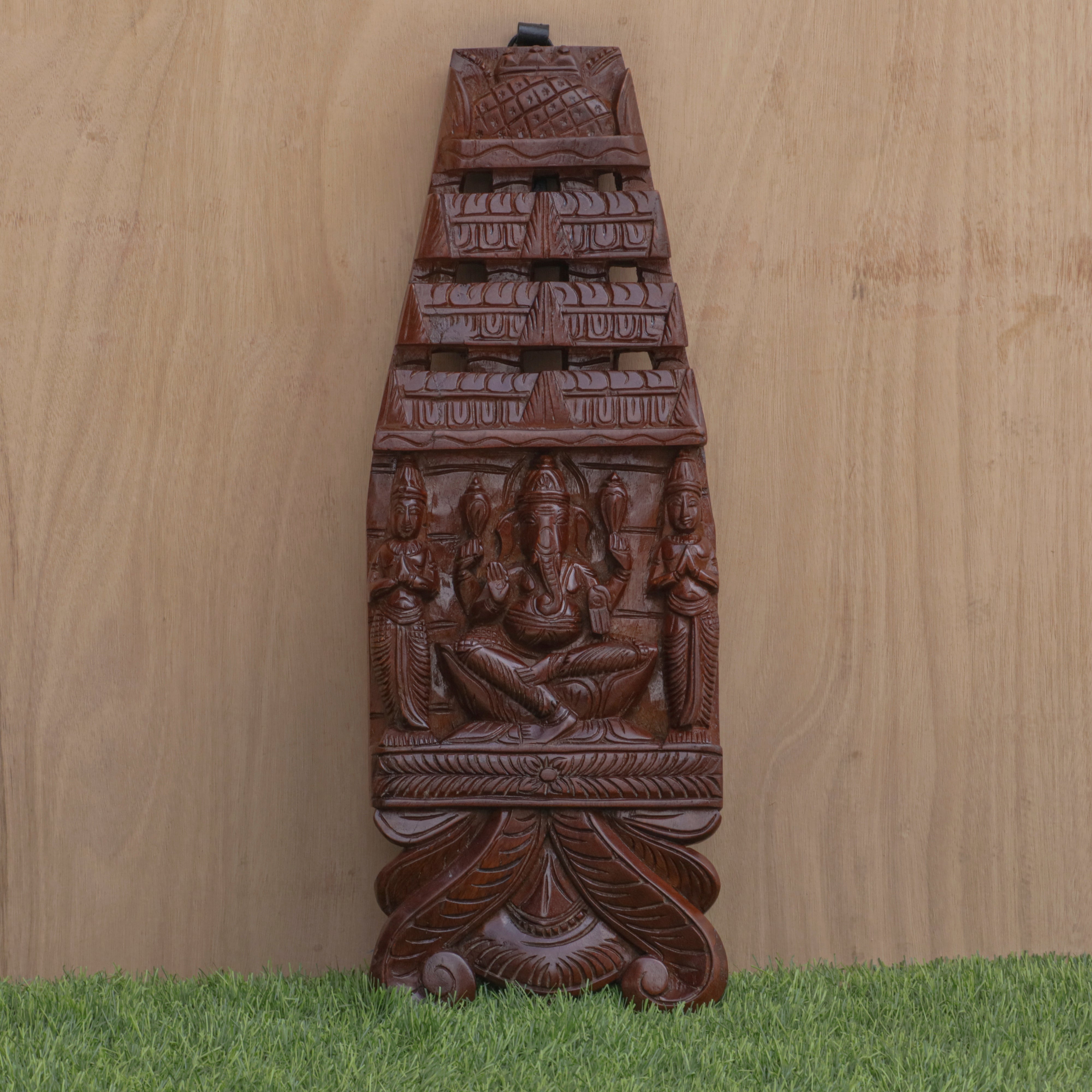 Carved Wooden Ganesh Ji Panel Traditional Décor