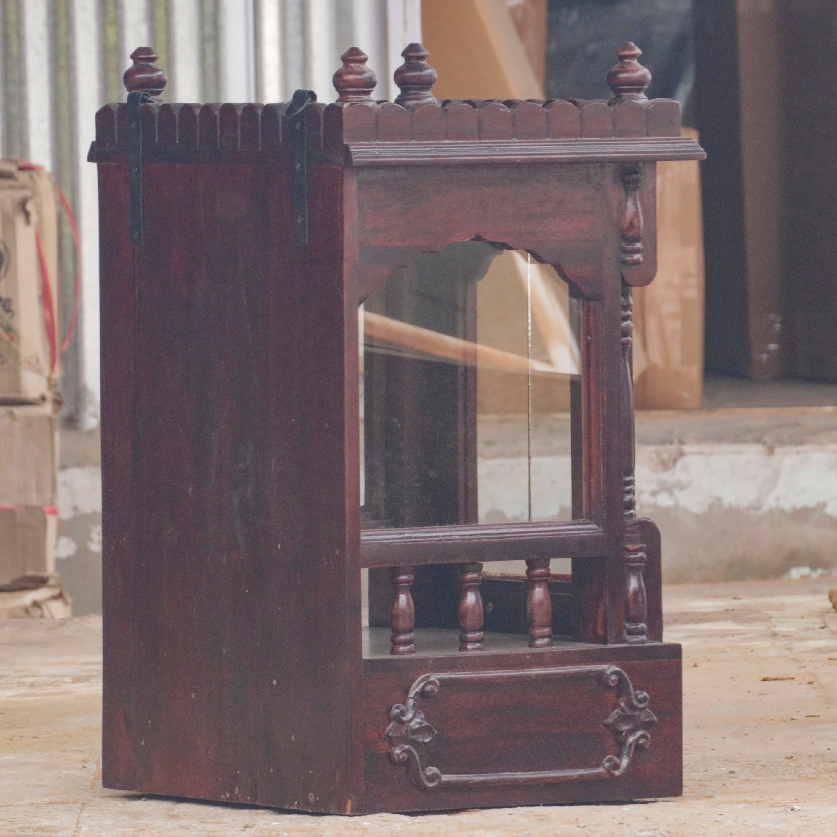 Vintage Dark Mahogany Spiritual Wooden Handmade Temple Temple