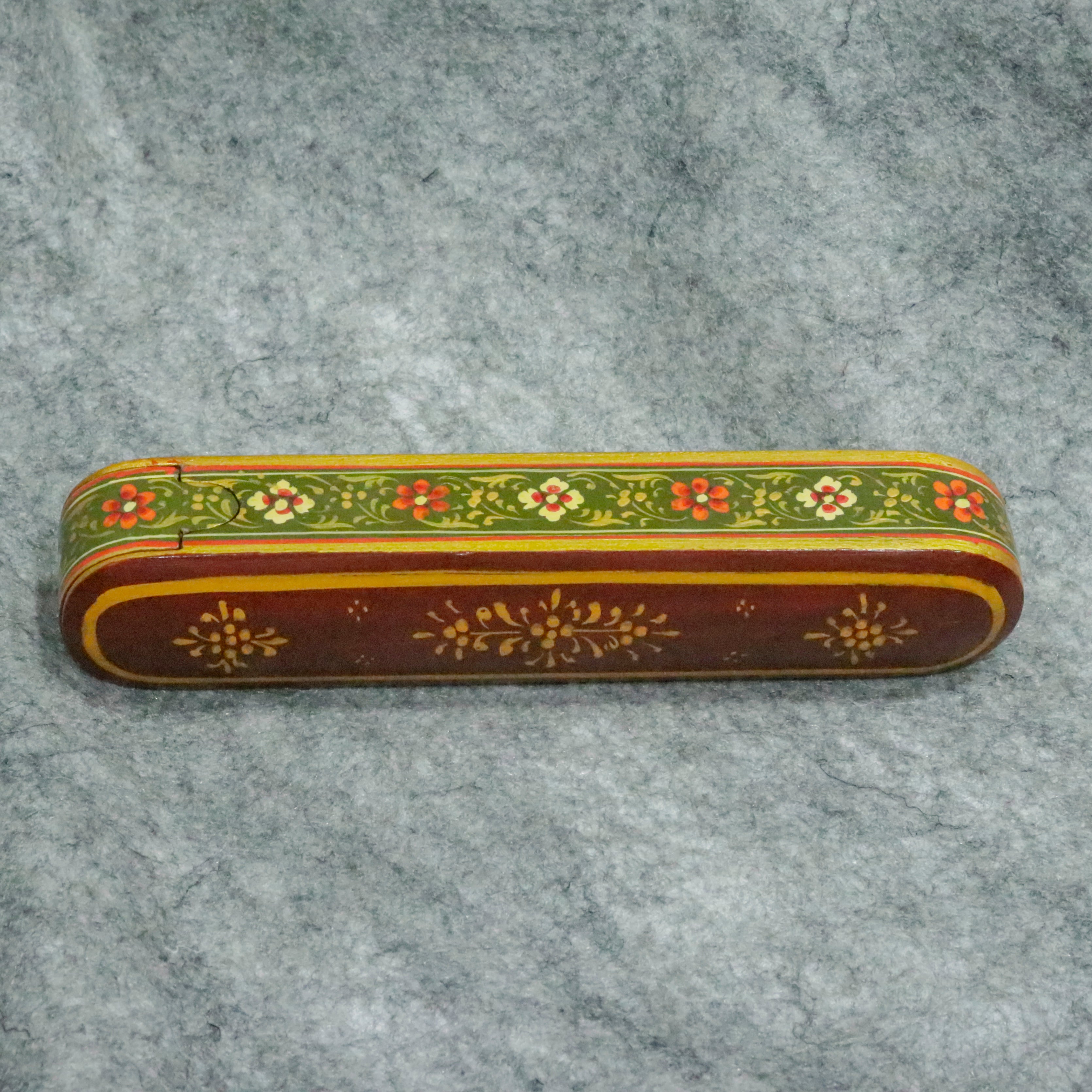 Artisan-Crafted Pen & Pencil Box: Traditional Indian Hand-Painted Elegance Wooden Box