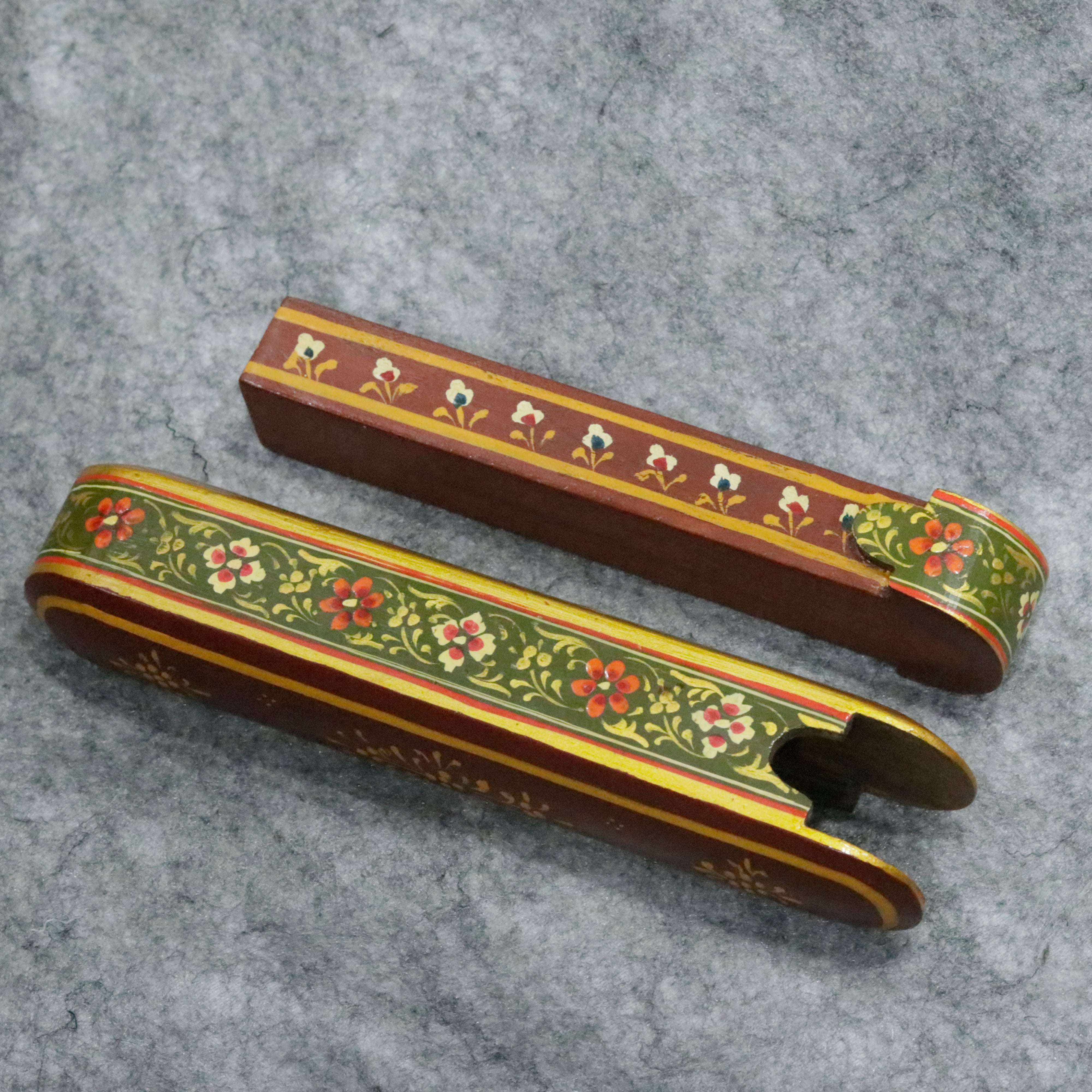 Artisan-Crafted Pen & Pencil Box: Traditional Indian Hand-Painted Elegance Wooden Box