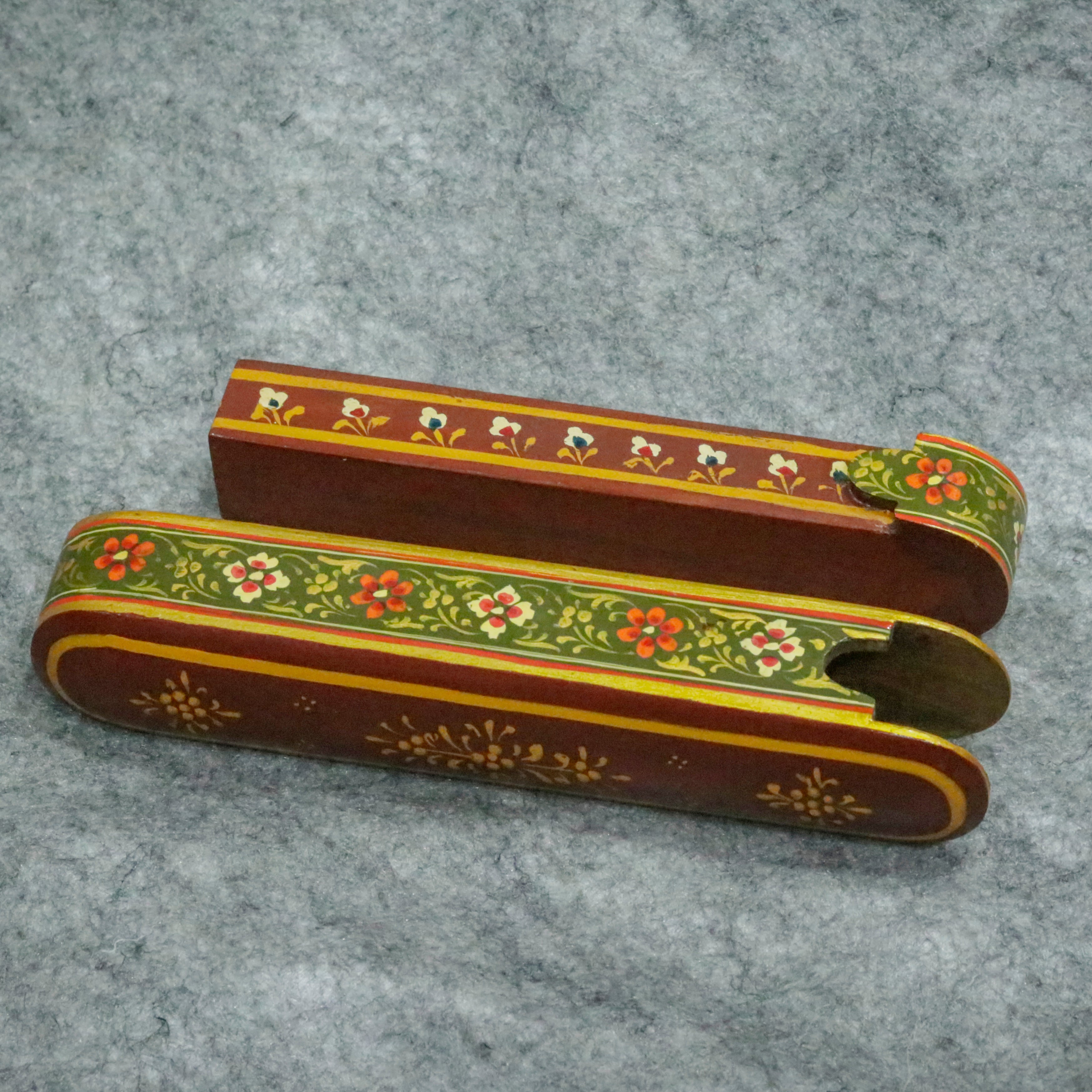 Artisan-Crafted Pen & Pencil Box: Traditional Indian Hand-Painted Elegance Wooden Box
