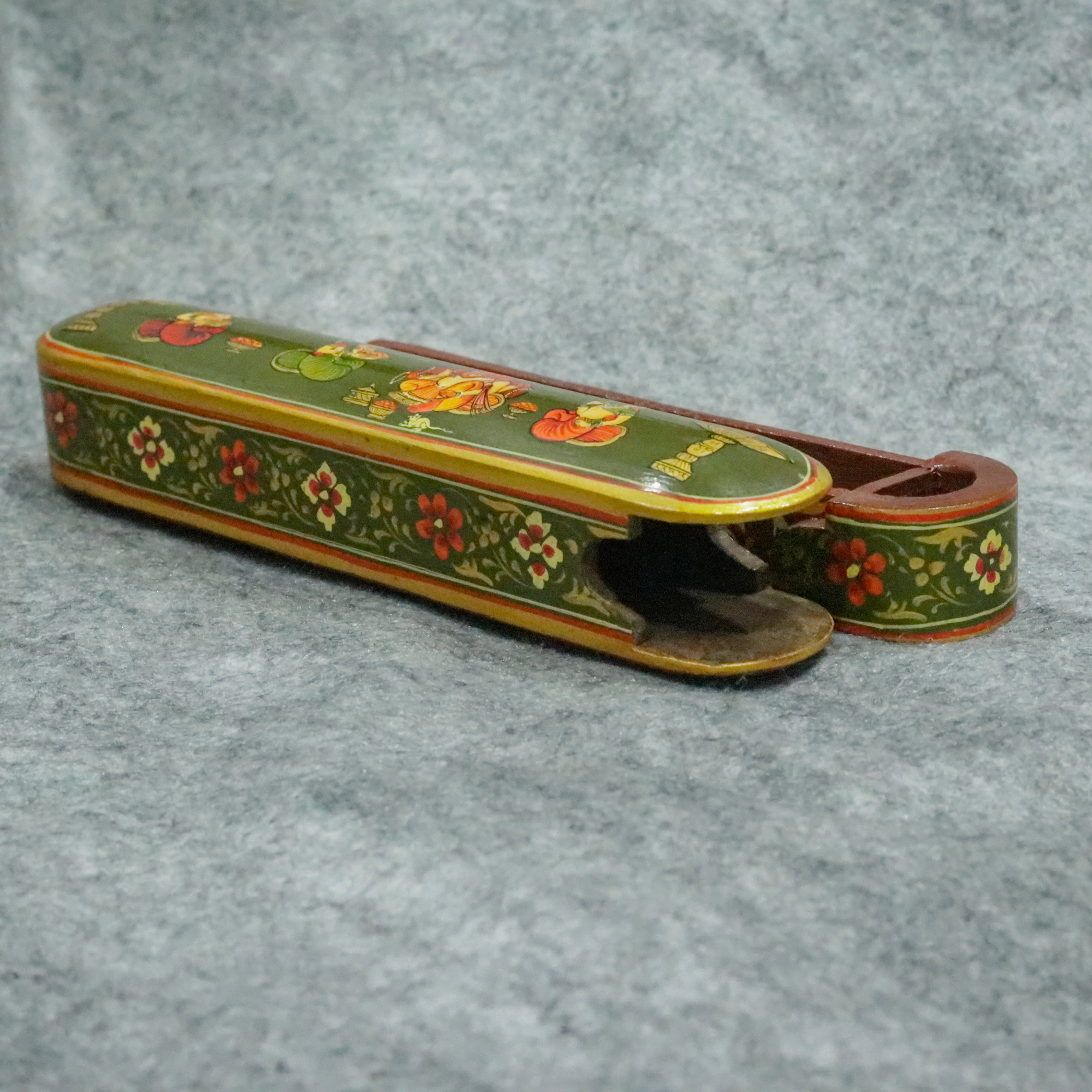 Artisan-Crafted Pen & Pencil Box: Traditional Indian Hand-Painted Elegance Wooden Box