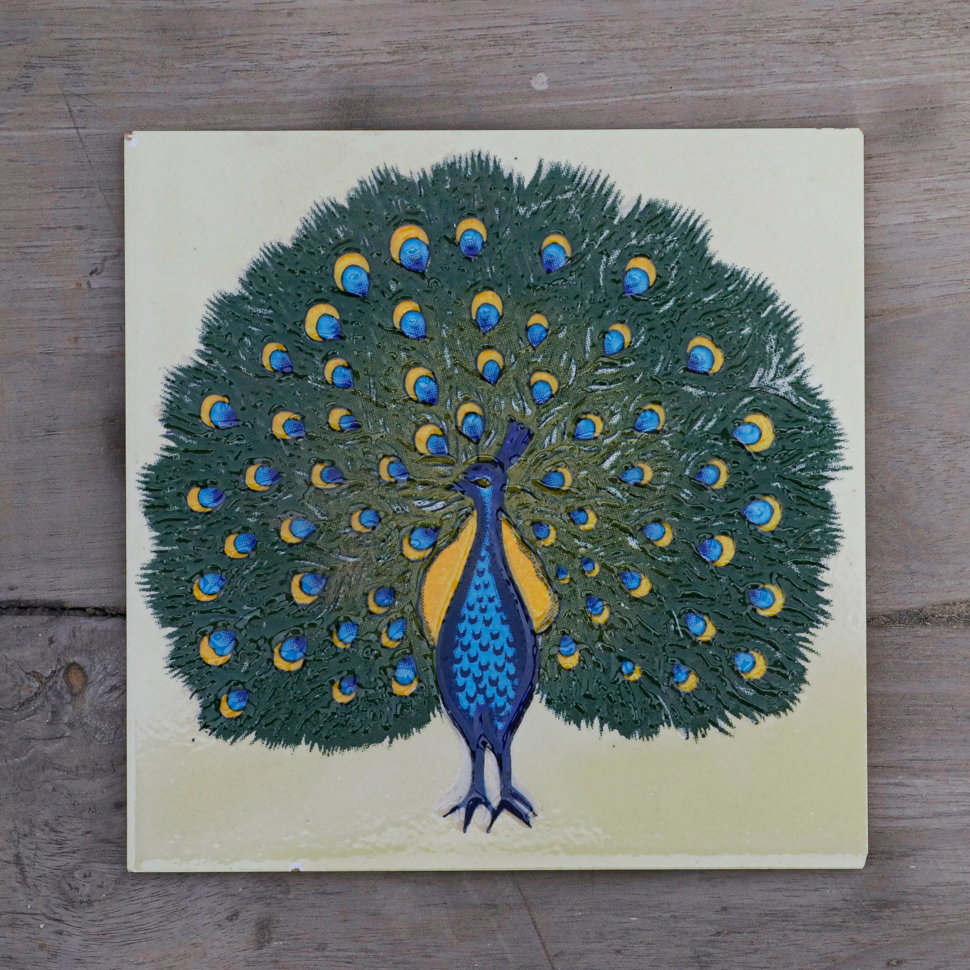 Indian Peacock Handmade Premium Ceramic Tile Tile