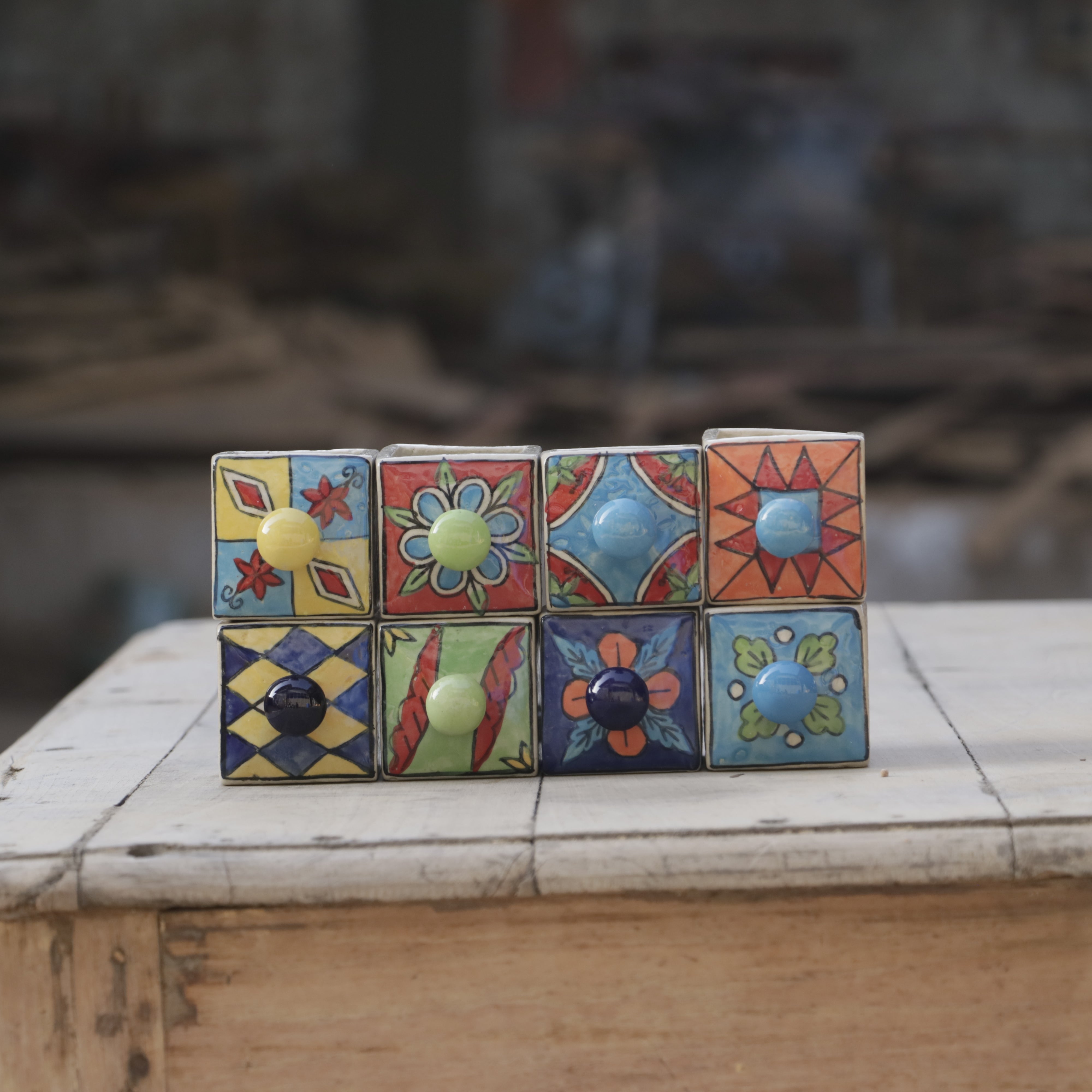 Vintage Classic Flower Designed Ceramic Multispace Drawer Ceramic Drawers