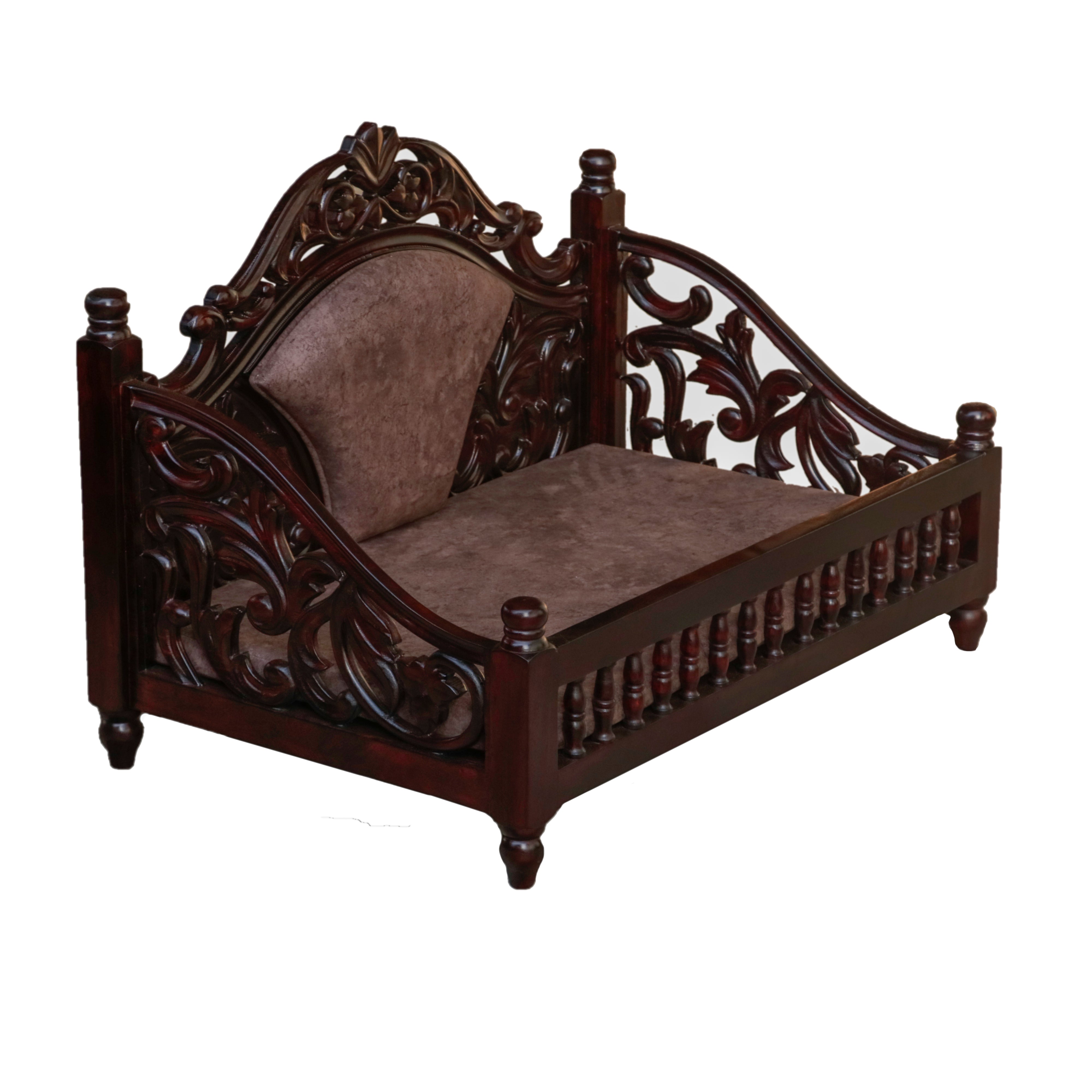 Premium Puffed Heritage Carved Wooden Swing Swing