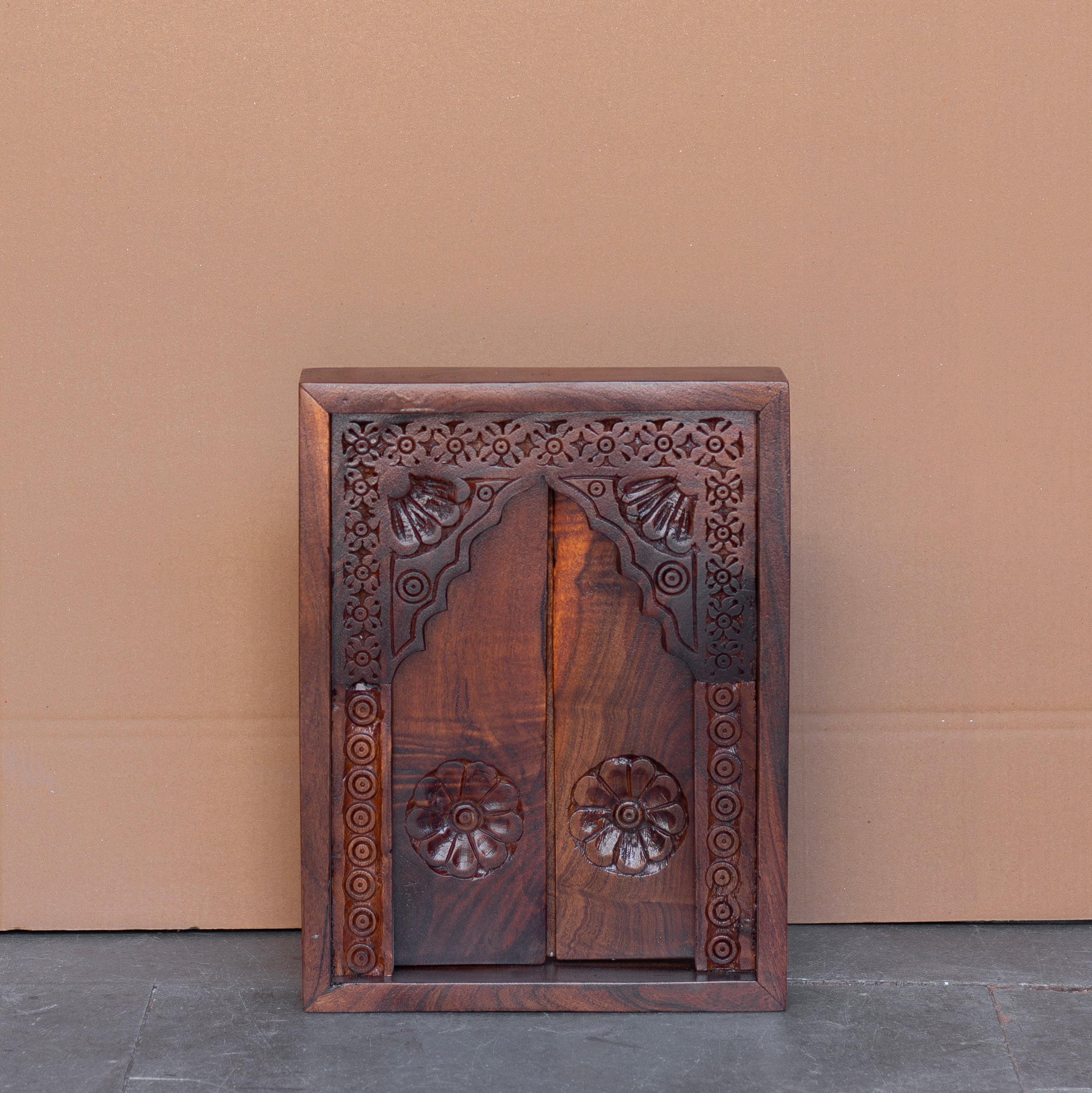 Intricately Carved Haveli Wooden Wall Panel - Traditional Floral Motifs Wall Decor