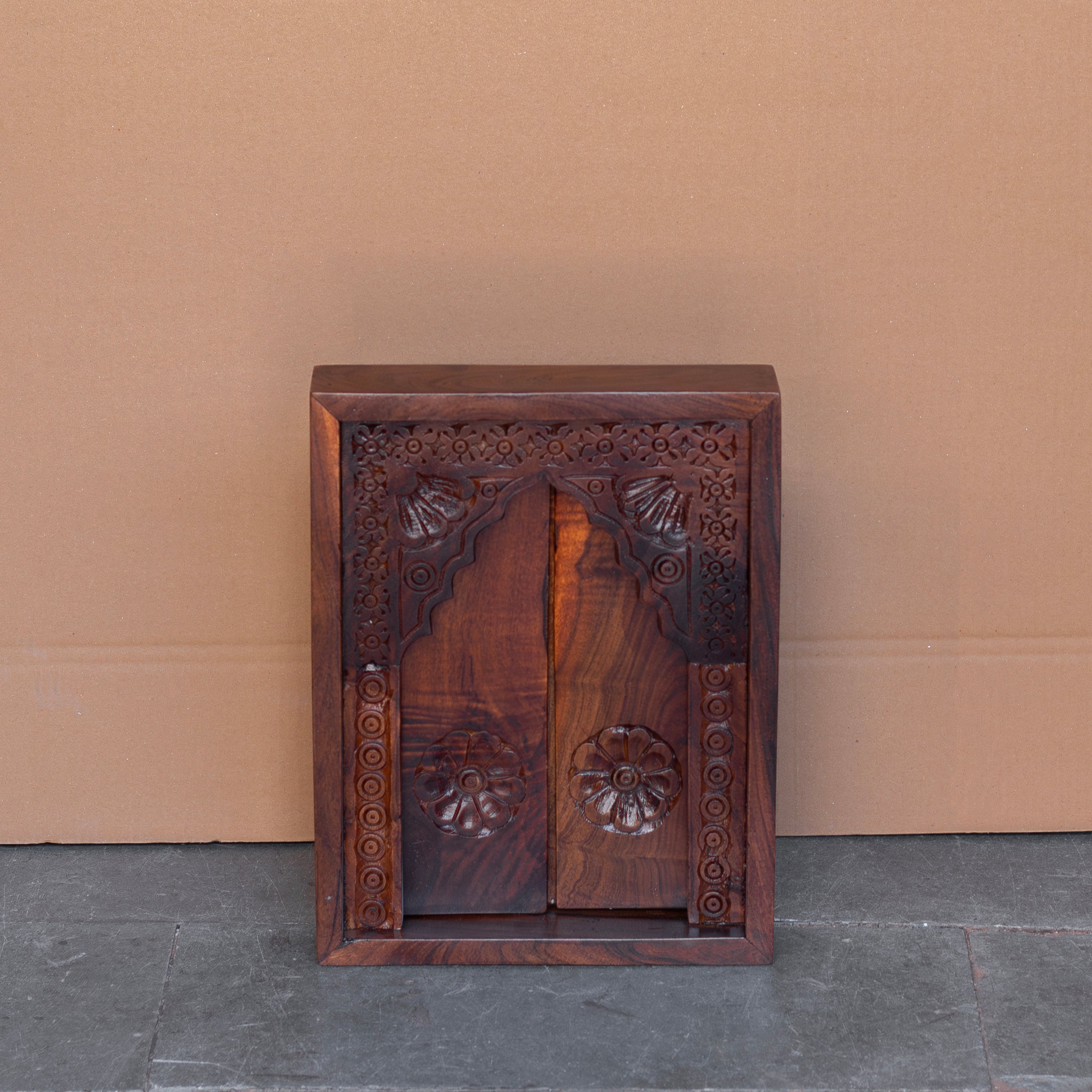 Intricately Carved Haveli Wooden Wall Panel - Traditional Floral Motifs Wall Decor