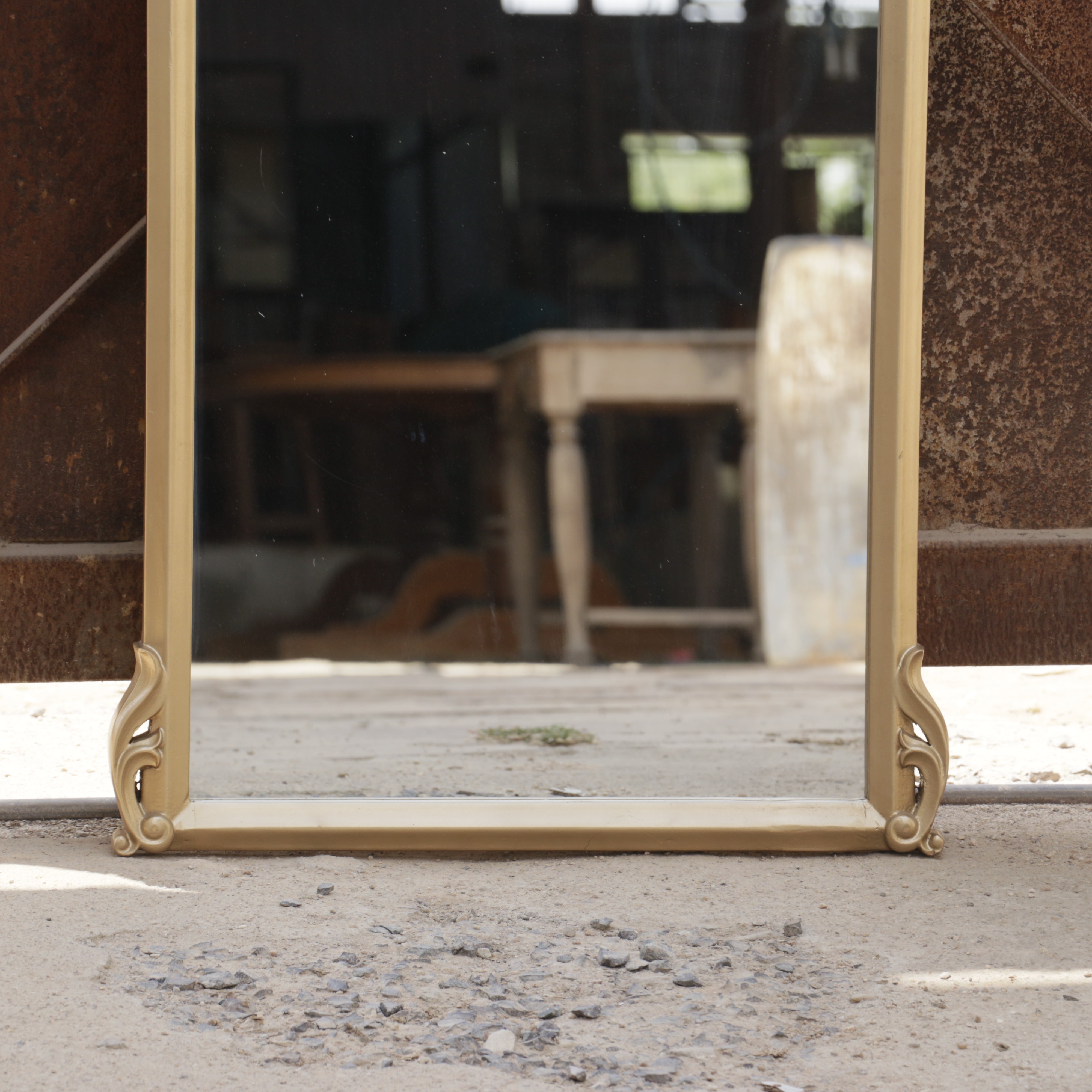 Vintage Top Carved Thin Border Wooden Handmade Large Mirror Mirror