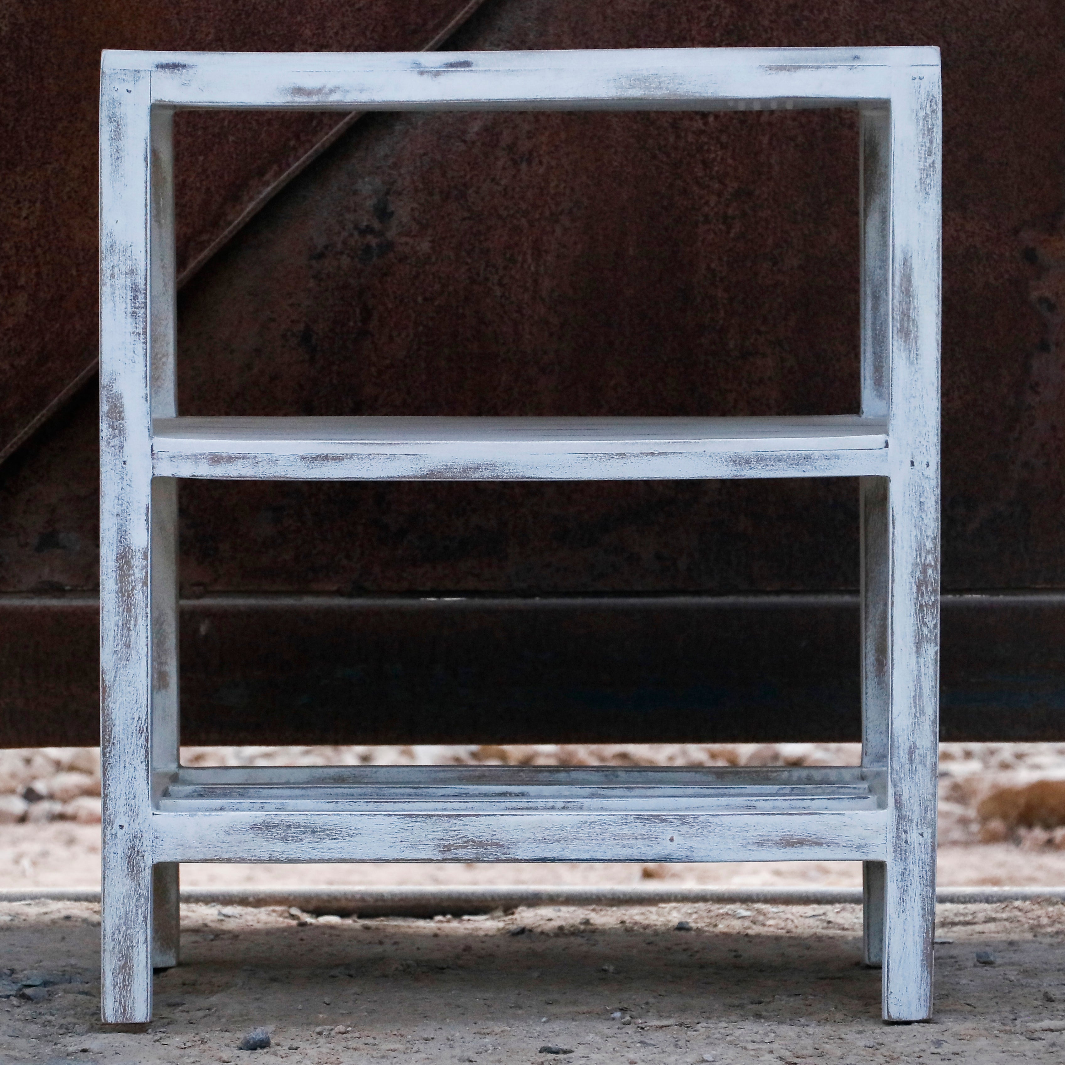 Elegant Premium White Distressed Handmade Accacia Wooden End Table for Home End Table