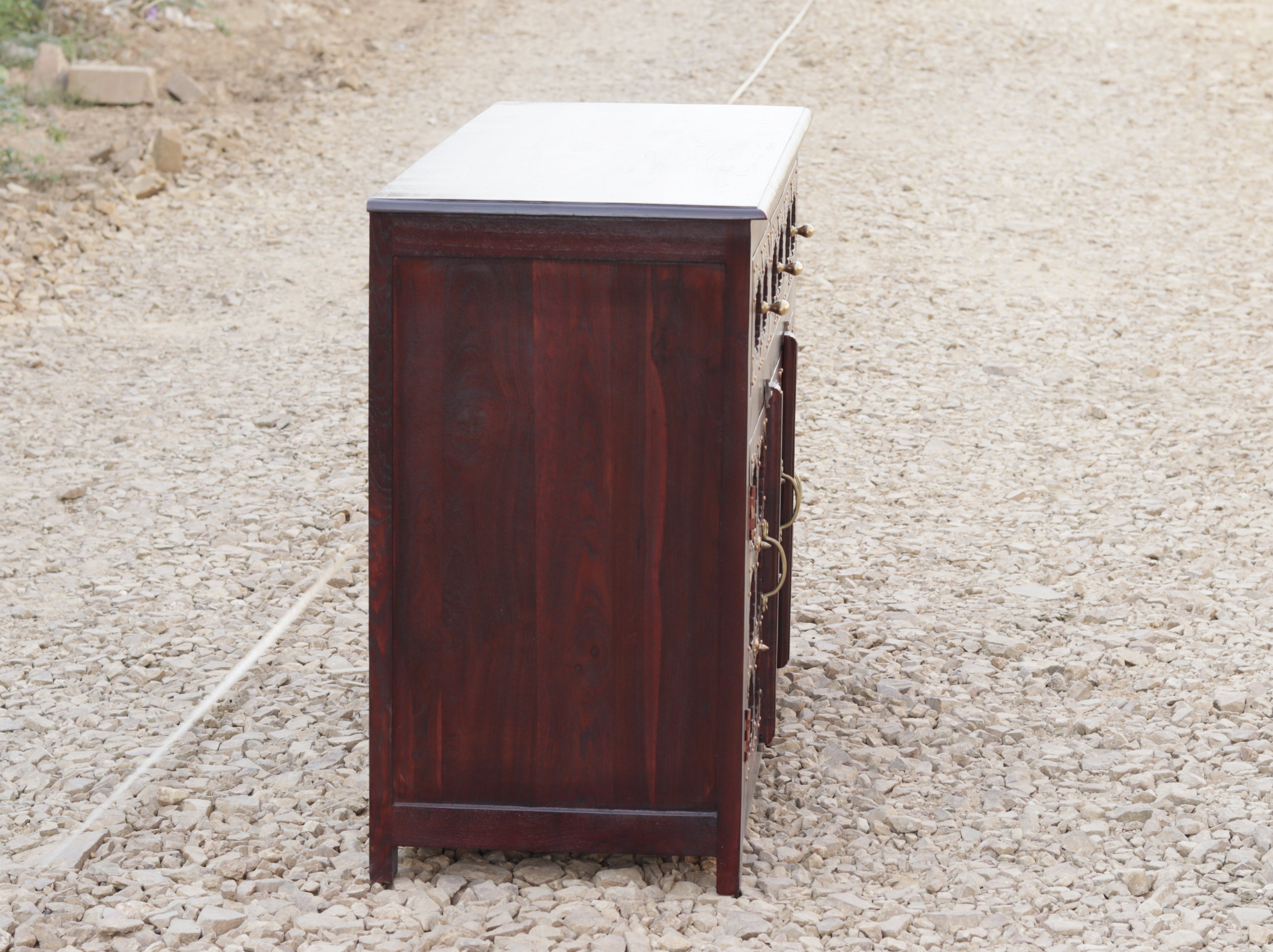 Classic Bold Brass Designed Handmade Wooden Cupboard Cupboard