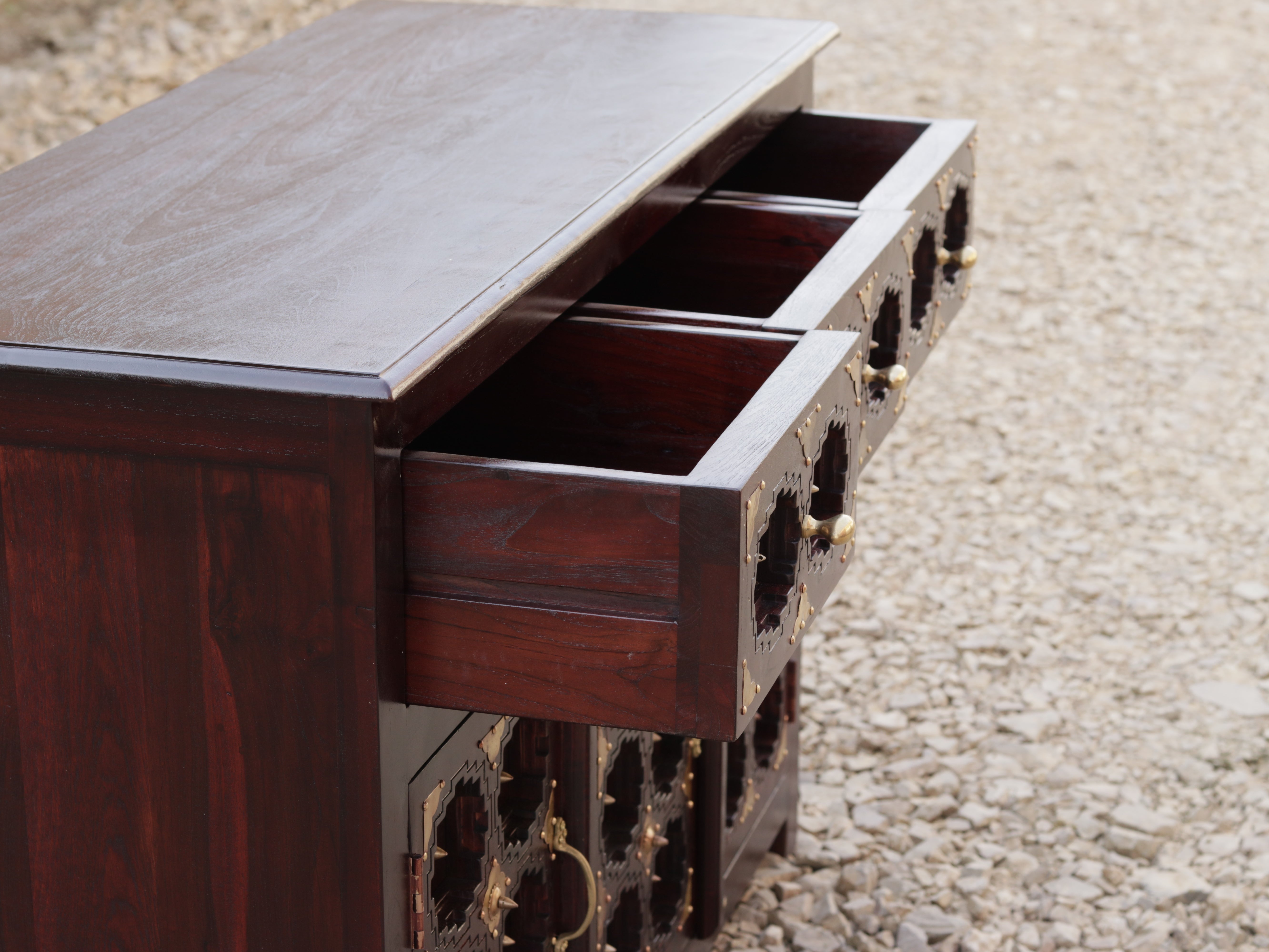 Classic Bold Brass Designed Handmade Wooden Cupboard Cupboard