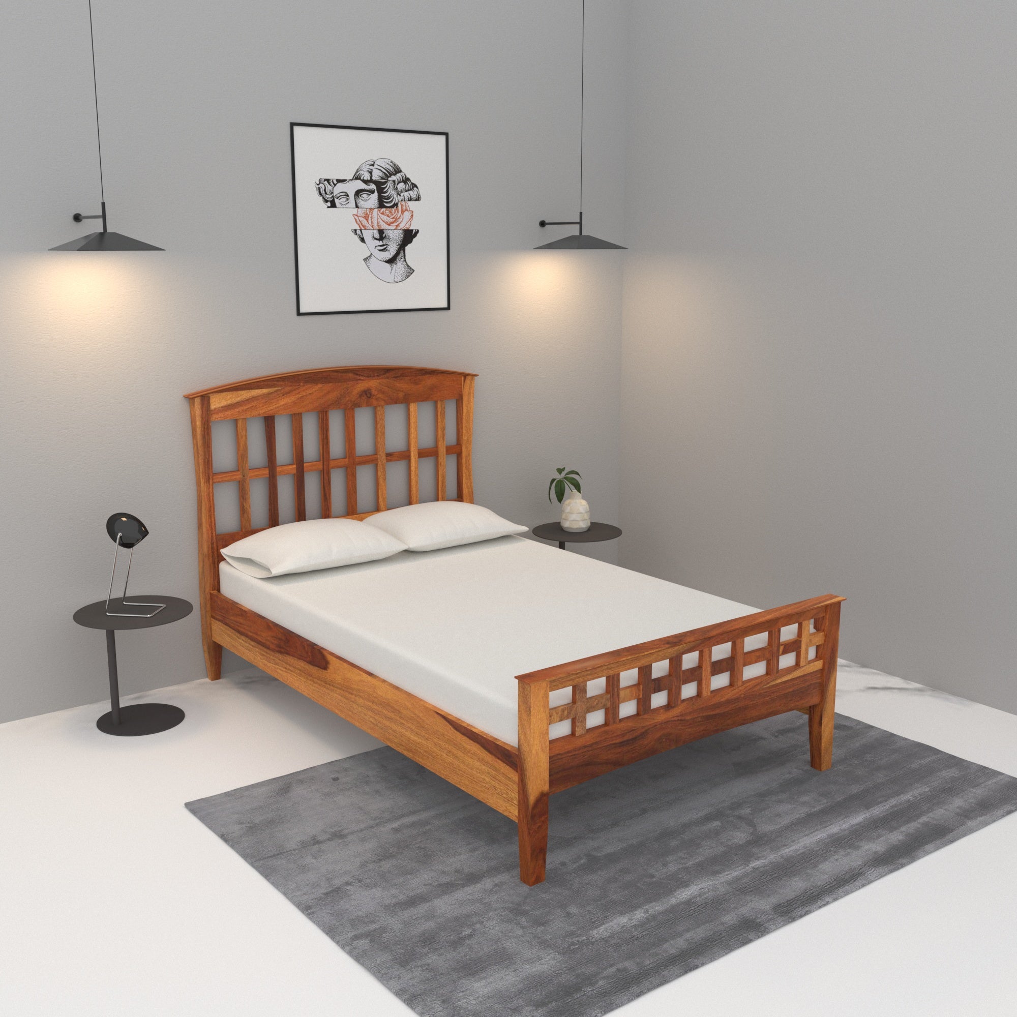 Solid Wood Single Bed in Light Brown Finish (Sheesham wood) Bed