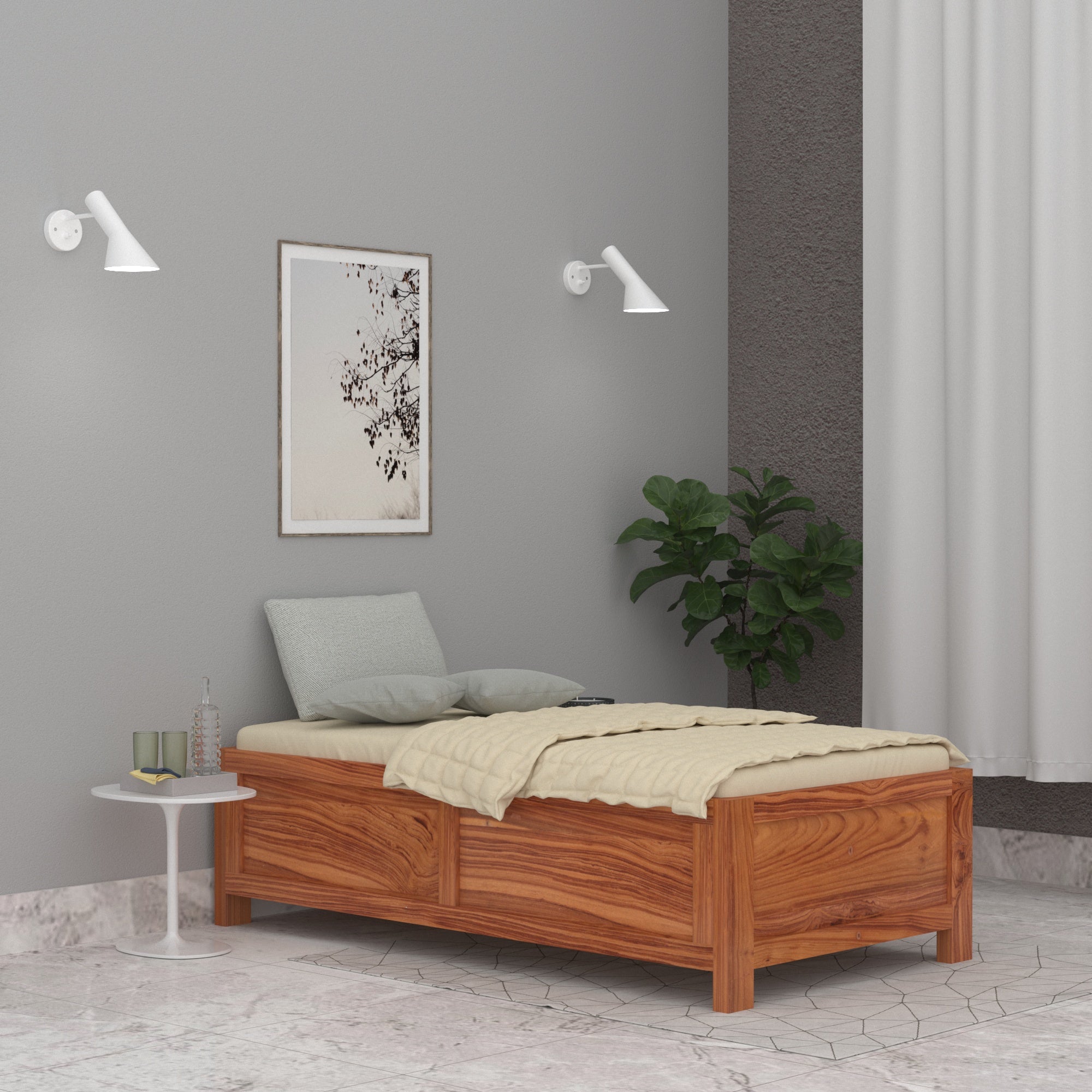 Wooden Designed Single Bed (Teak Wood) Bed