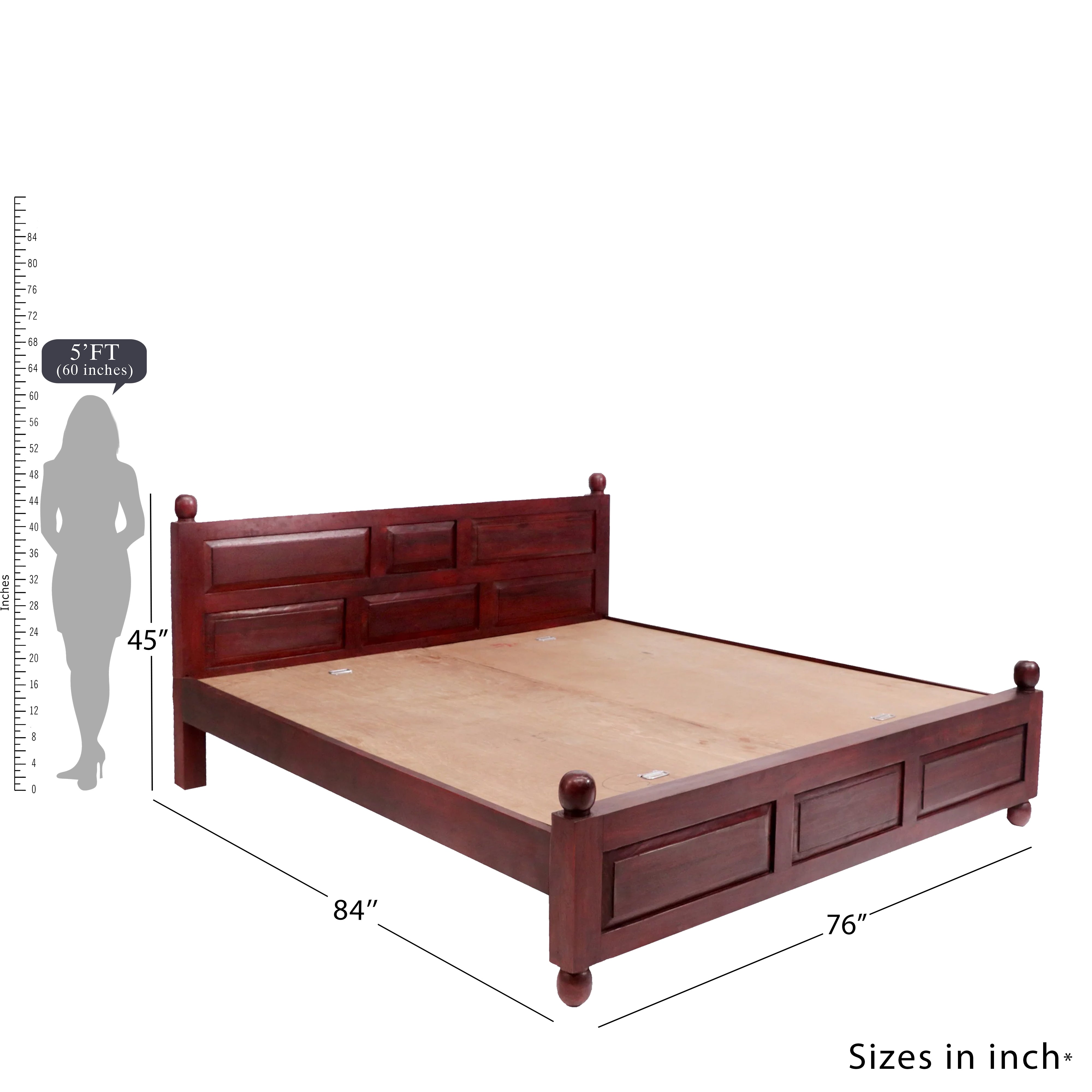 Wooden Plain Classical Bed (Sheesham Wood) Bed
