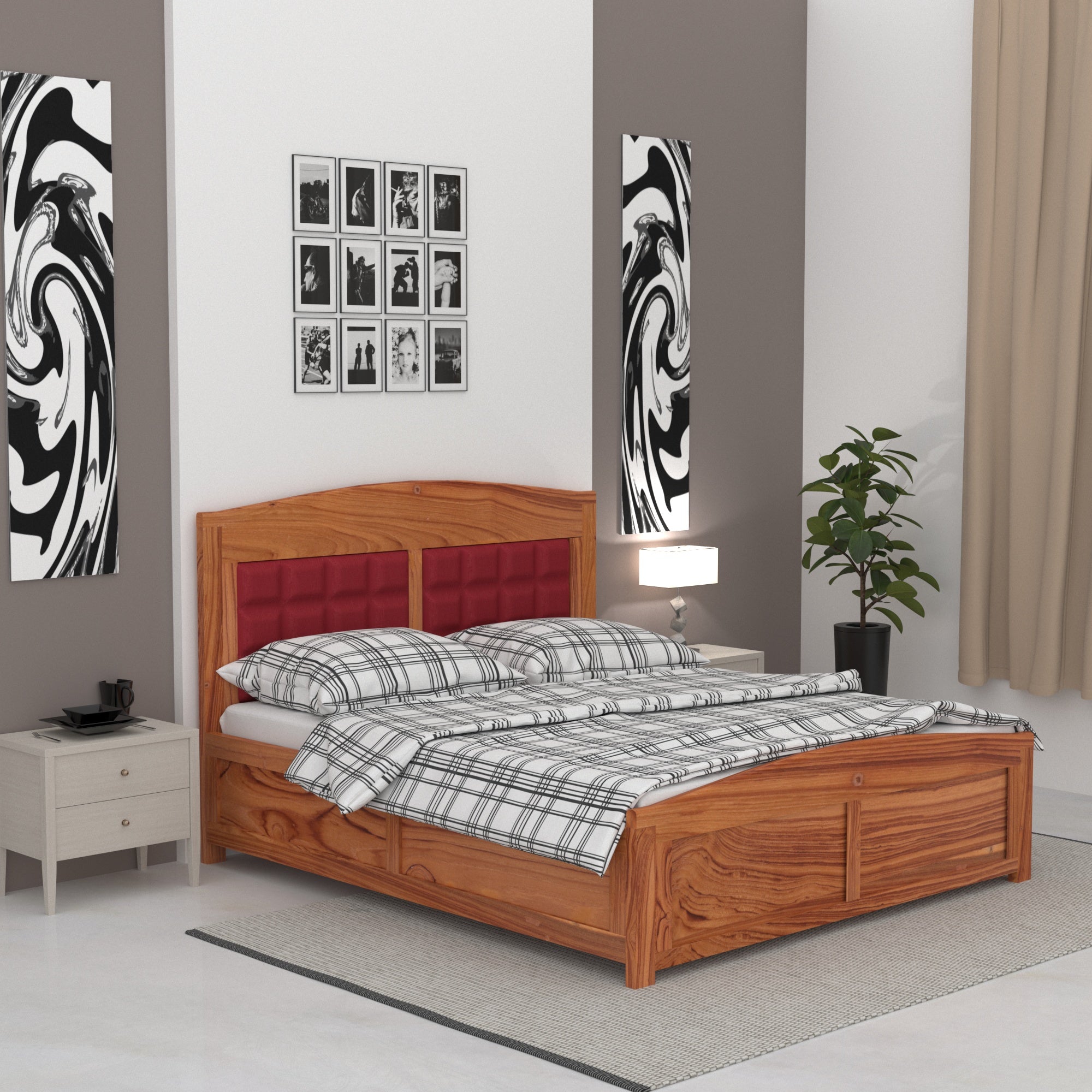 Wooden Classical Upholstered Bed (Teak Wood) Bed