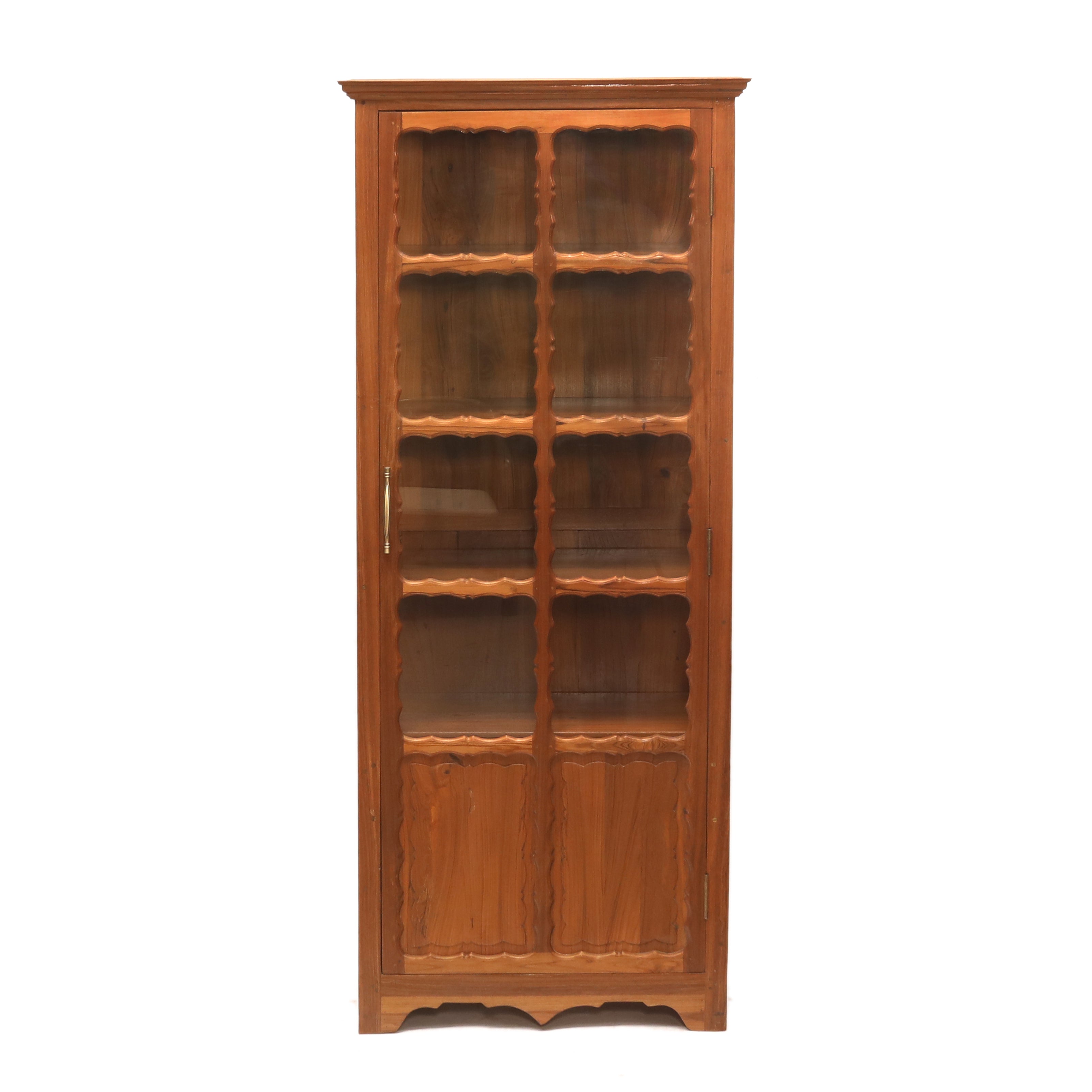 Traditional Glass Teak Display Cabinet Showcase