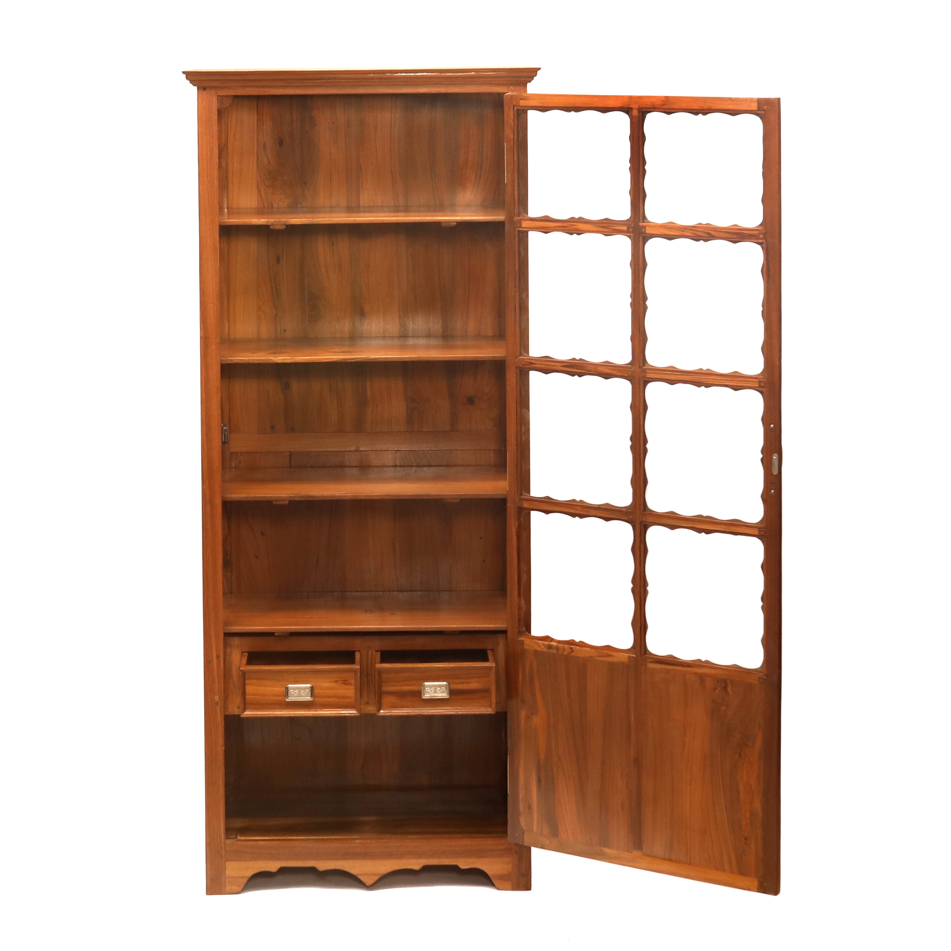 Traditional Glass Teak Display Cabinet Showcase