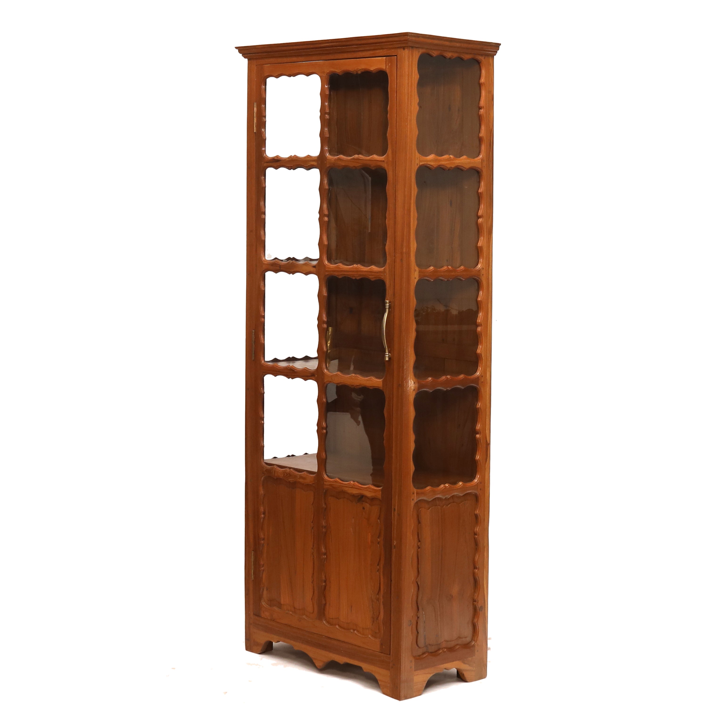 Traditional Glass Teak Display Cabinet Showcase