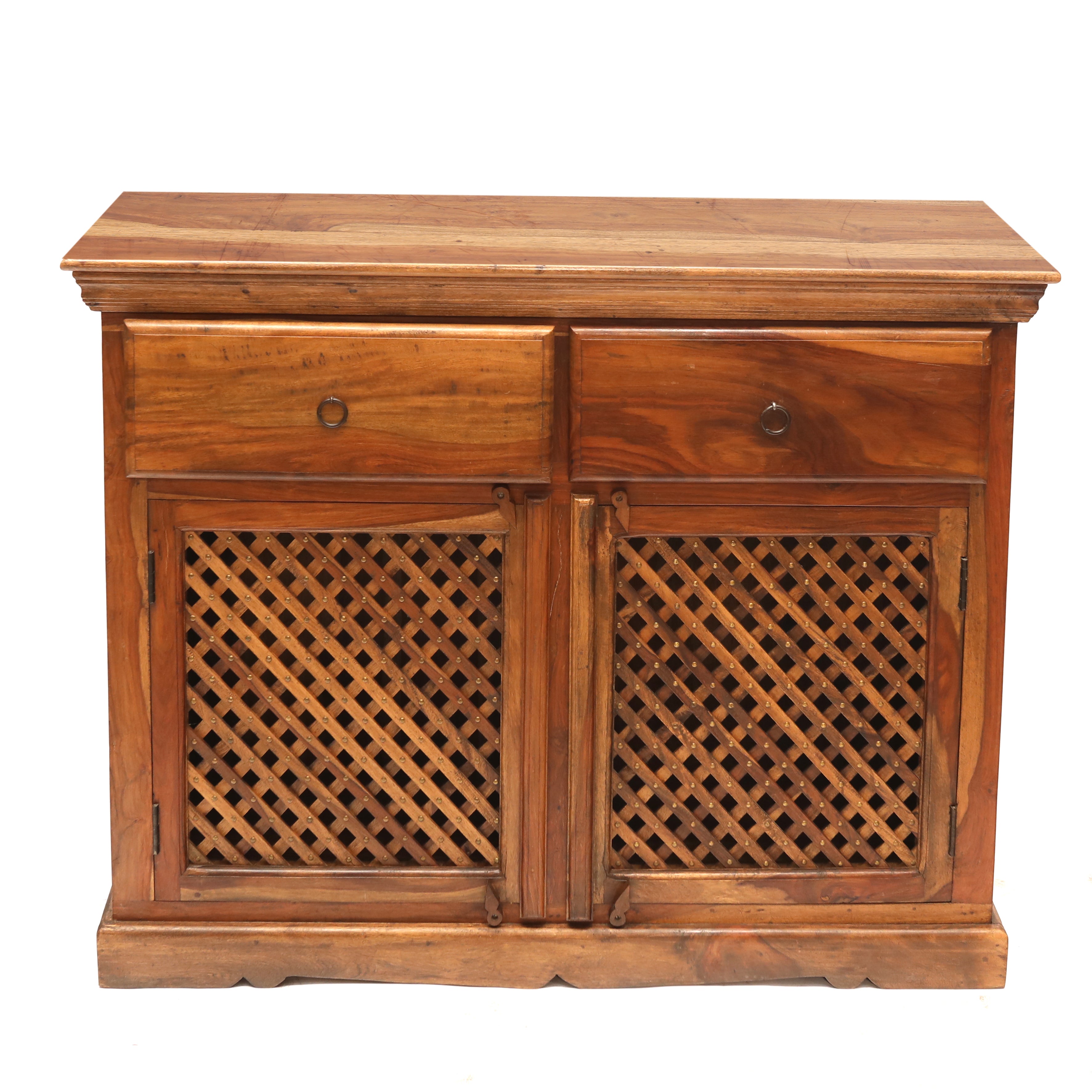 Wooden Jali 2-Door 2-Drawer Cabinet Cupboard