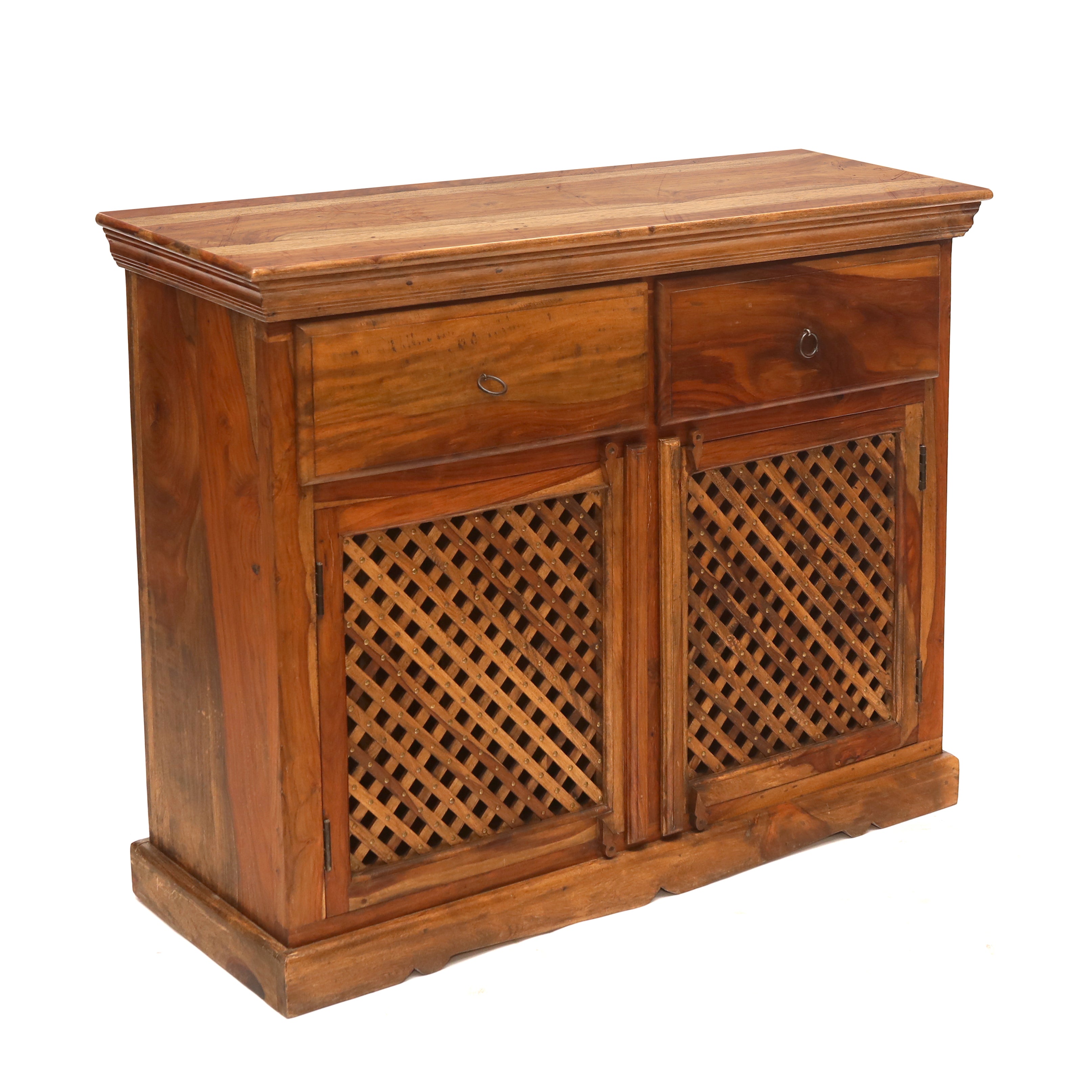 Wooden Jali 2-Door 2-Drawer Cabinet Cupboard