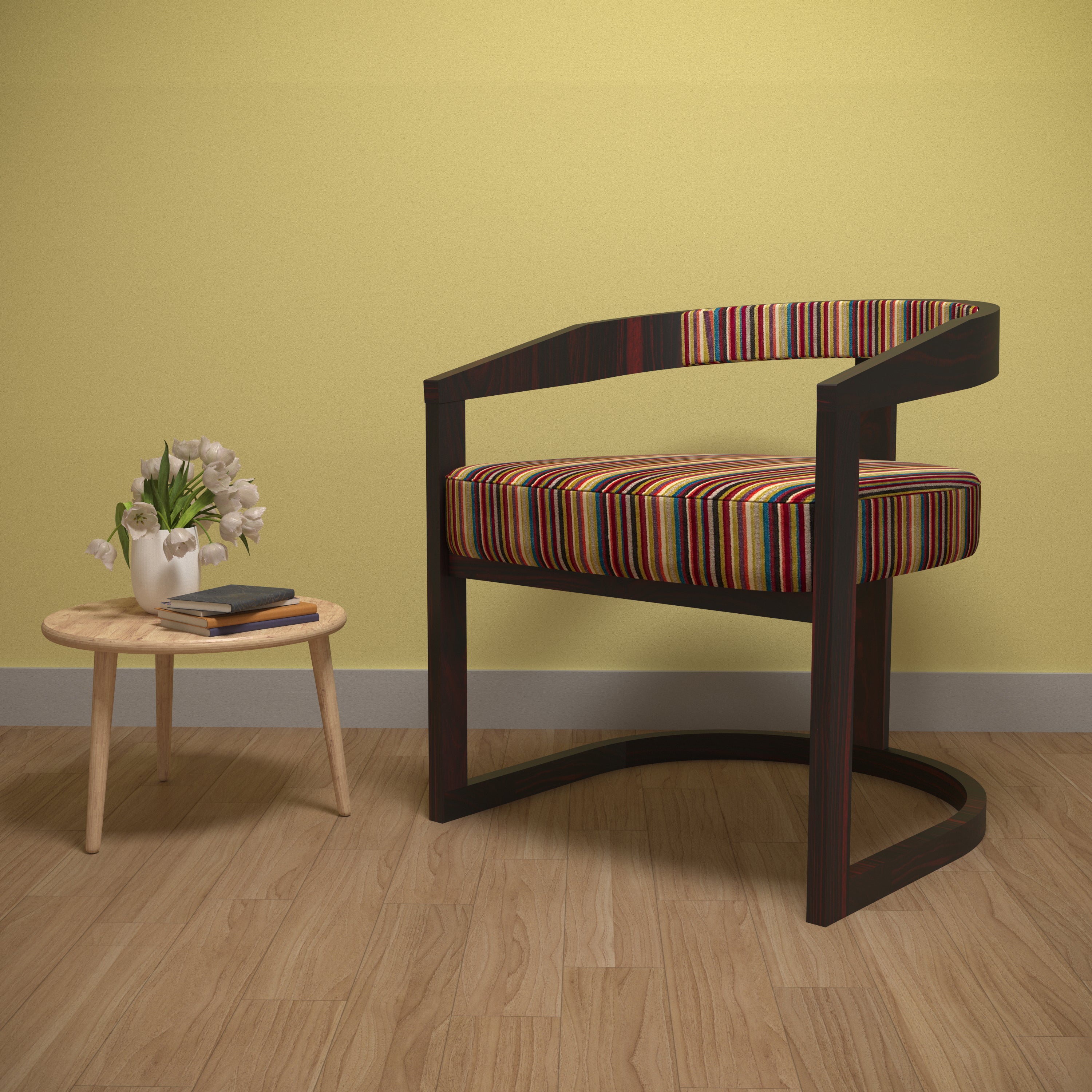 Modern Montage Round Curved Arm Wood Chair Arm Chair