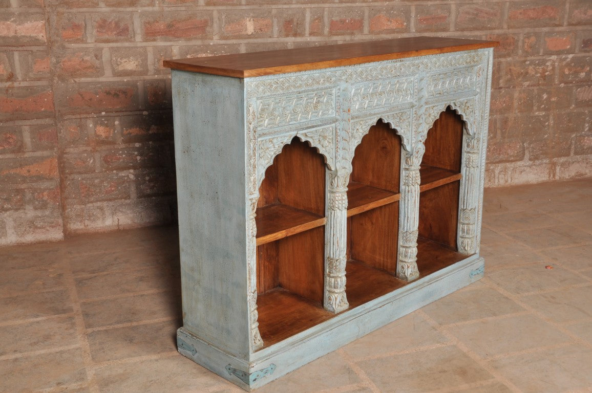 Traditional Royal Entrance Themed Handmade Wooden Book Shelf for Home Cupboard