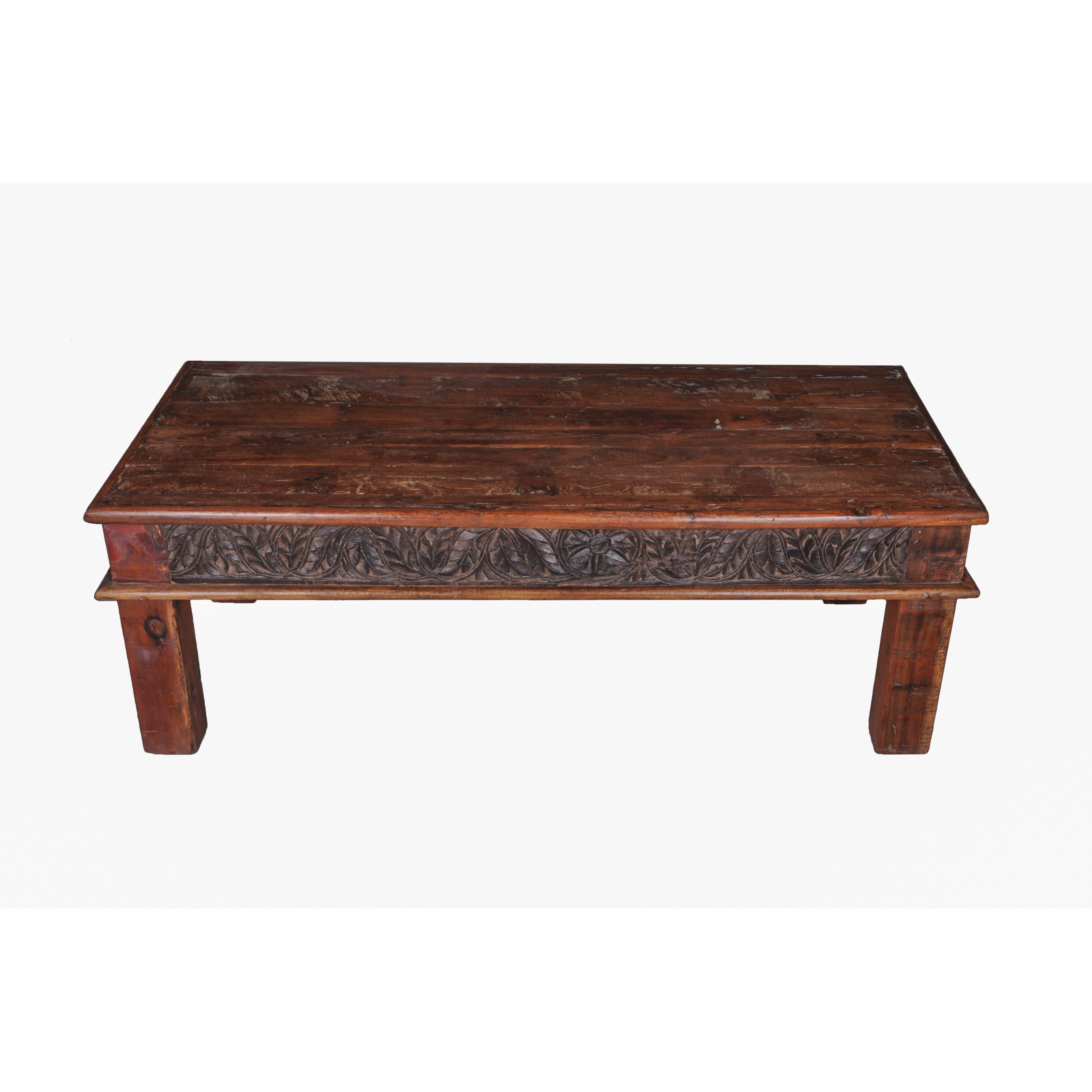 Belgium Themed Dark Polished Handmade Short Legs Wooden Coffee Table Coffee Table