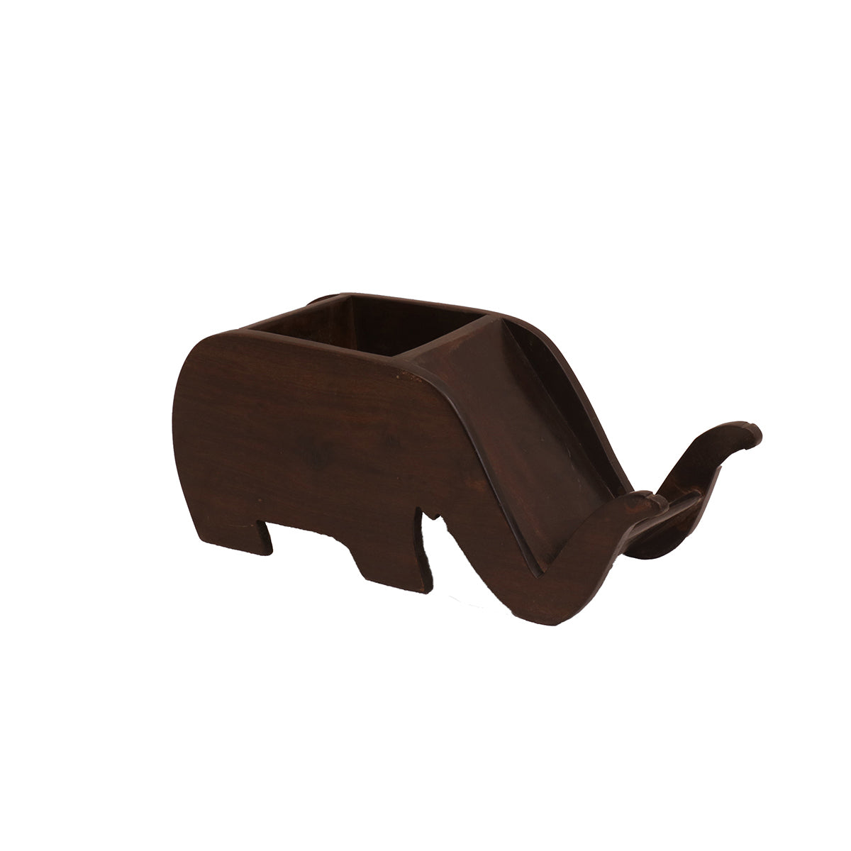 Elephant Pen Holder with Mobile Stand (Dark Tone) Desk Organizer