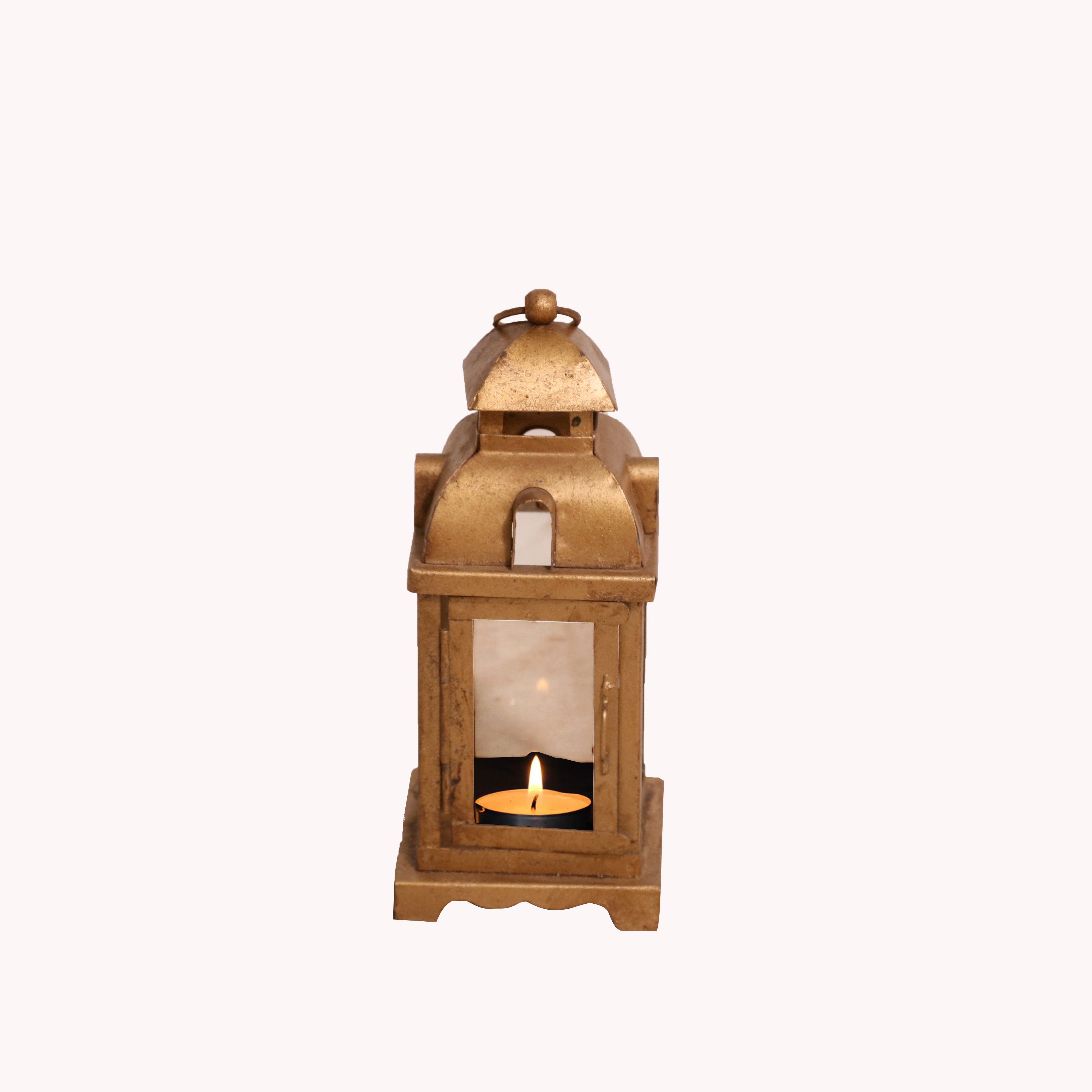 Rustic Gold Hued Lamp Candle Holder