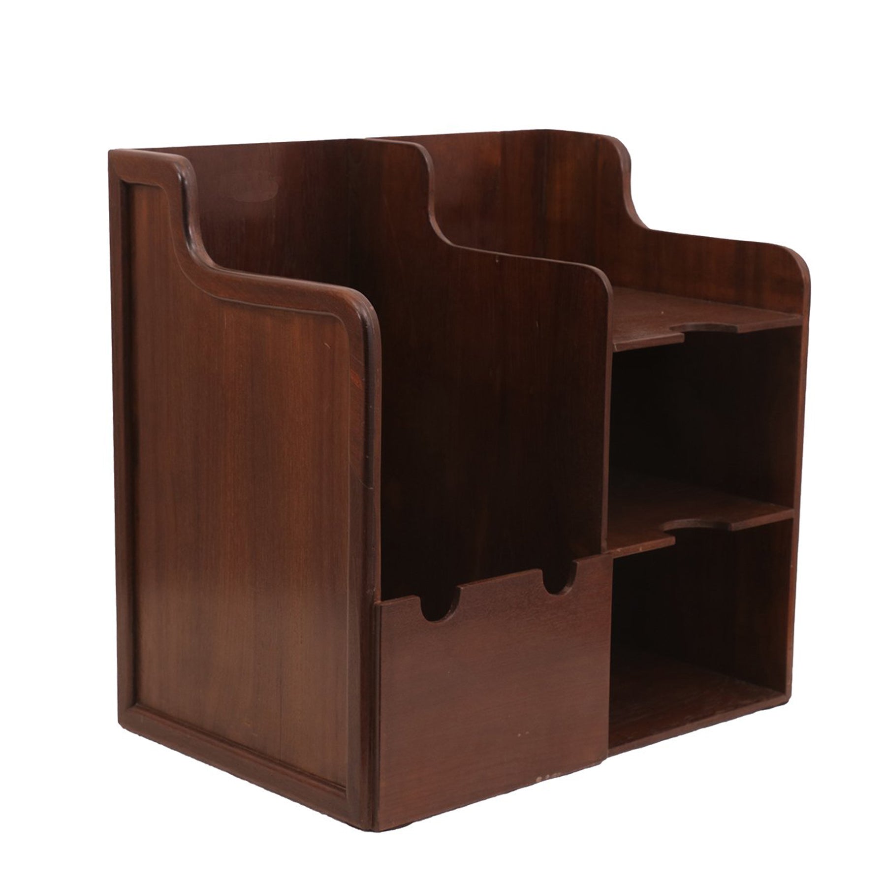 Vintage Finished Wooden Multistorage File Rack (Dark Tone) Desk Organizer